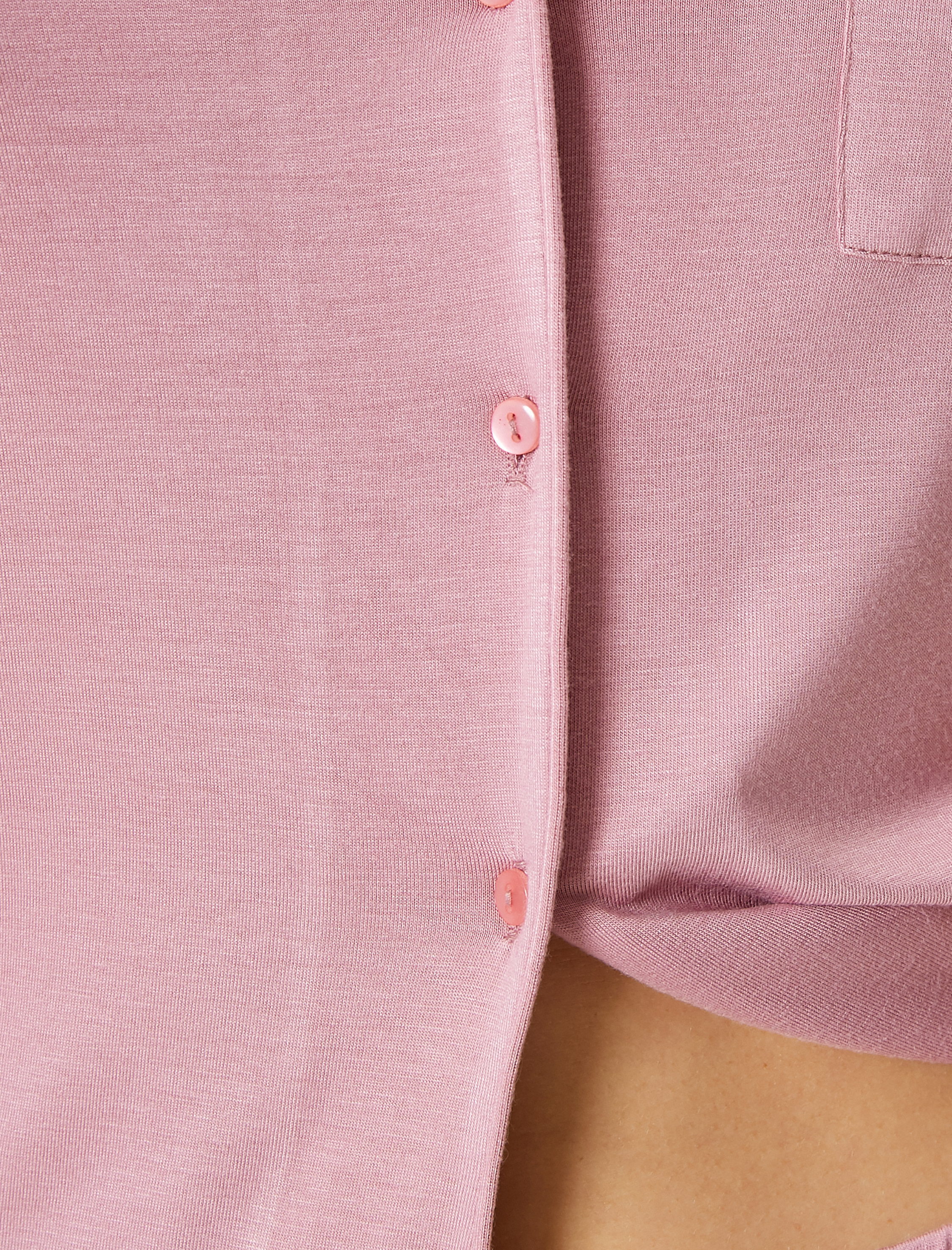   Düğmeli Pijama Takımı Uzun Kollu Cepli Düz Paça