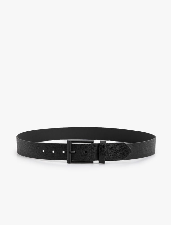 Erkek Kemer Deri Görünümlü Metal Toka Detaylı