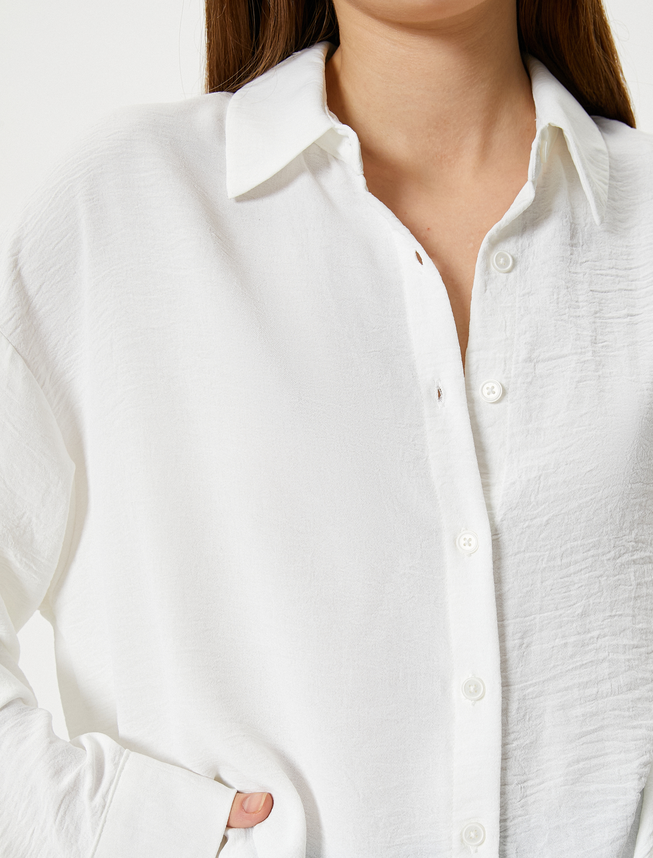   Oversize Gömlek Uzun Kollu Dokulu