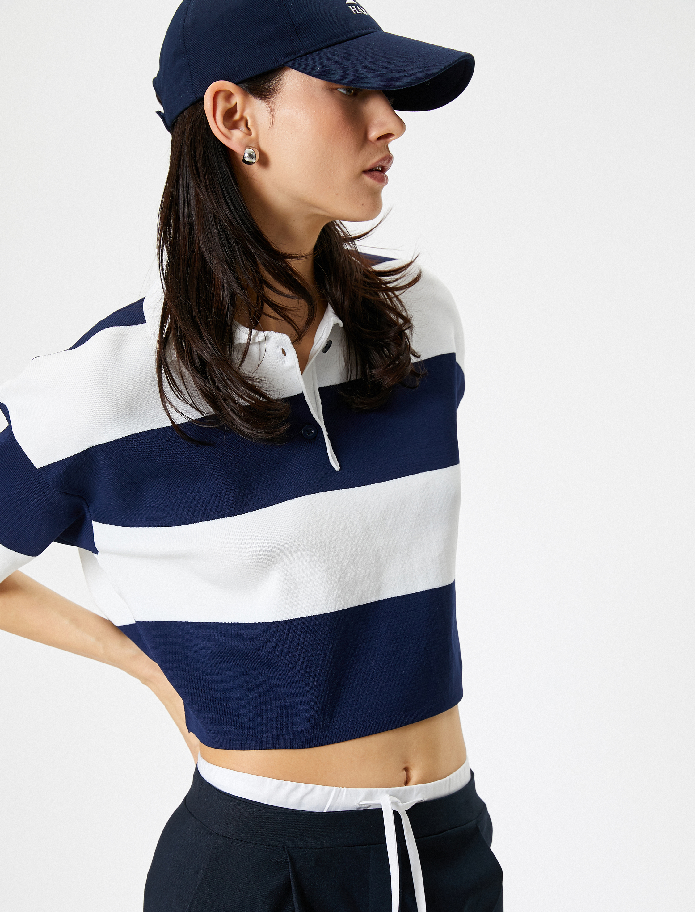   Polo Yaka Kazak Oversize Kısa Kollu