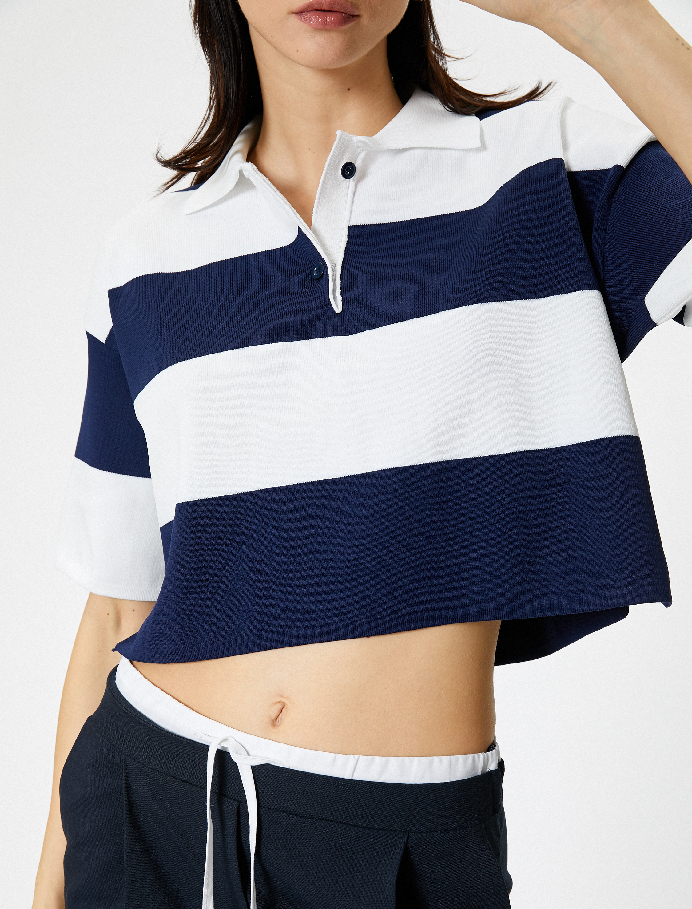   Polo Yaka Kazak Oversize Kısa Kollu