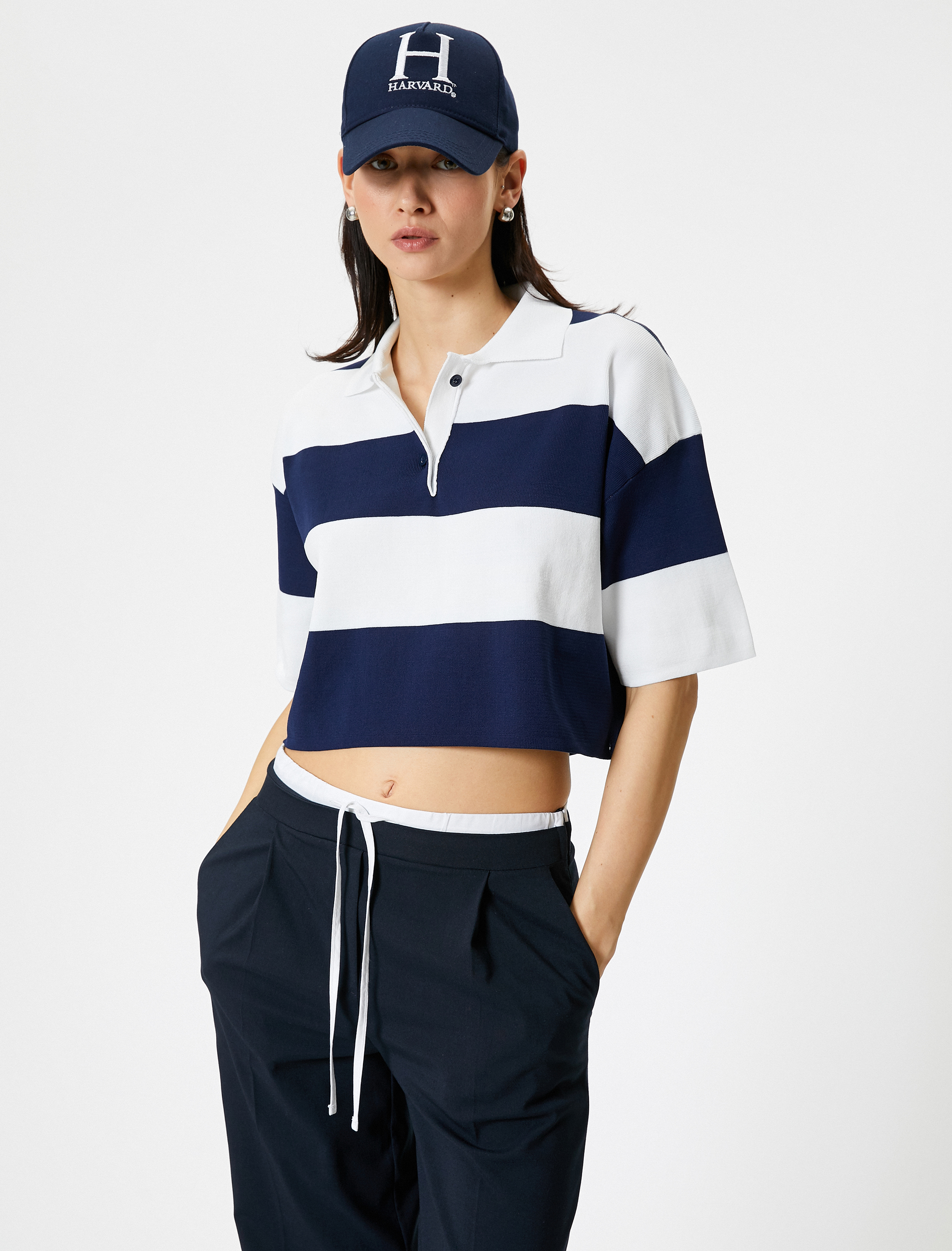   Polo Yaka Kazak Oversize Kısa Kollu