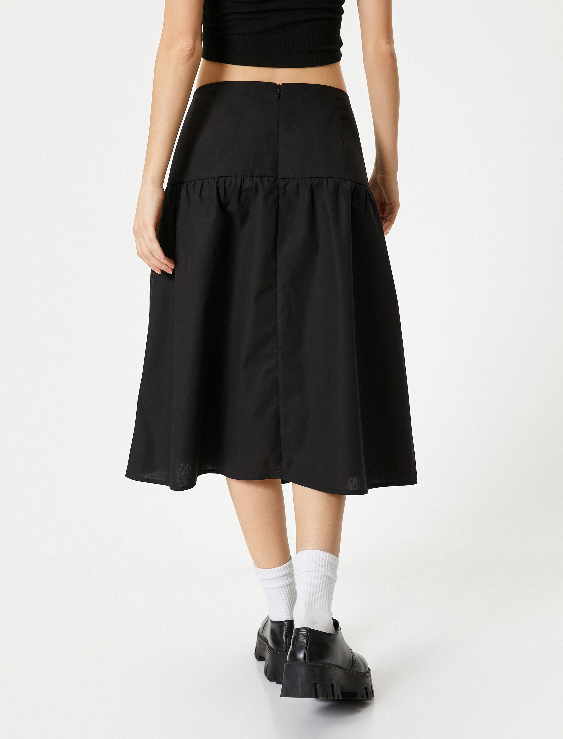   Belden Oturtmalı Midi Etek A Kesim Rahat Kalıp Standart Bel