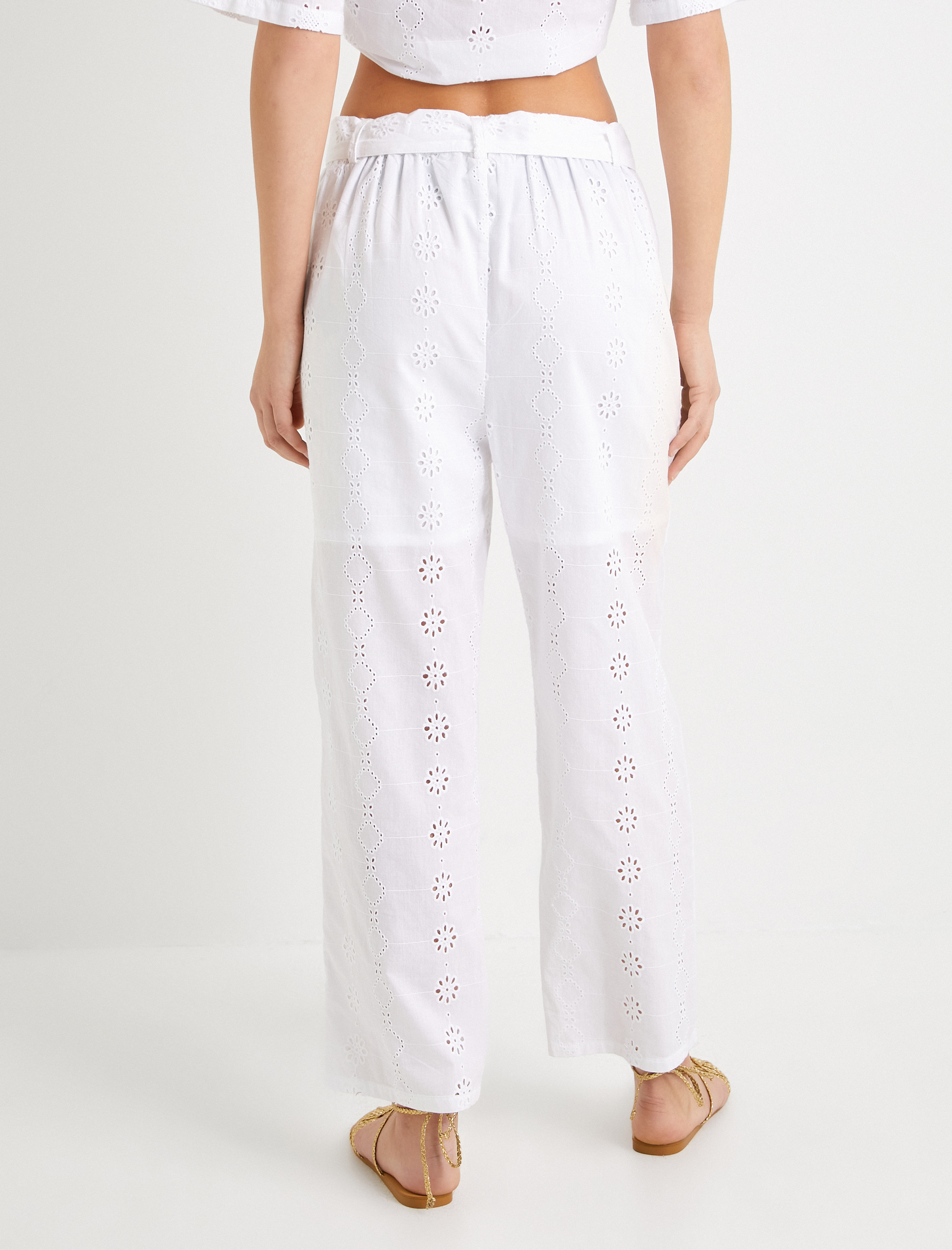   Fisto Pantolon Normal Bel Kuşaklı Düz Paça Pamuklu Cepli