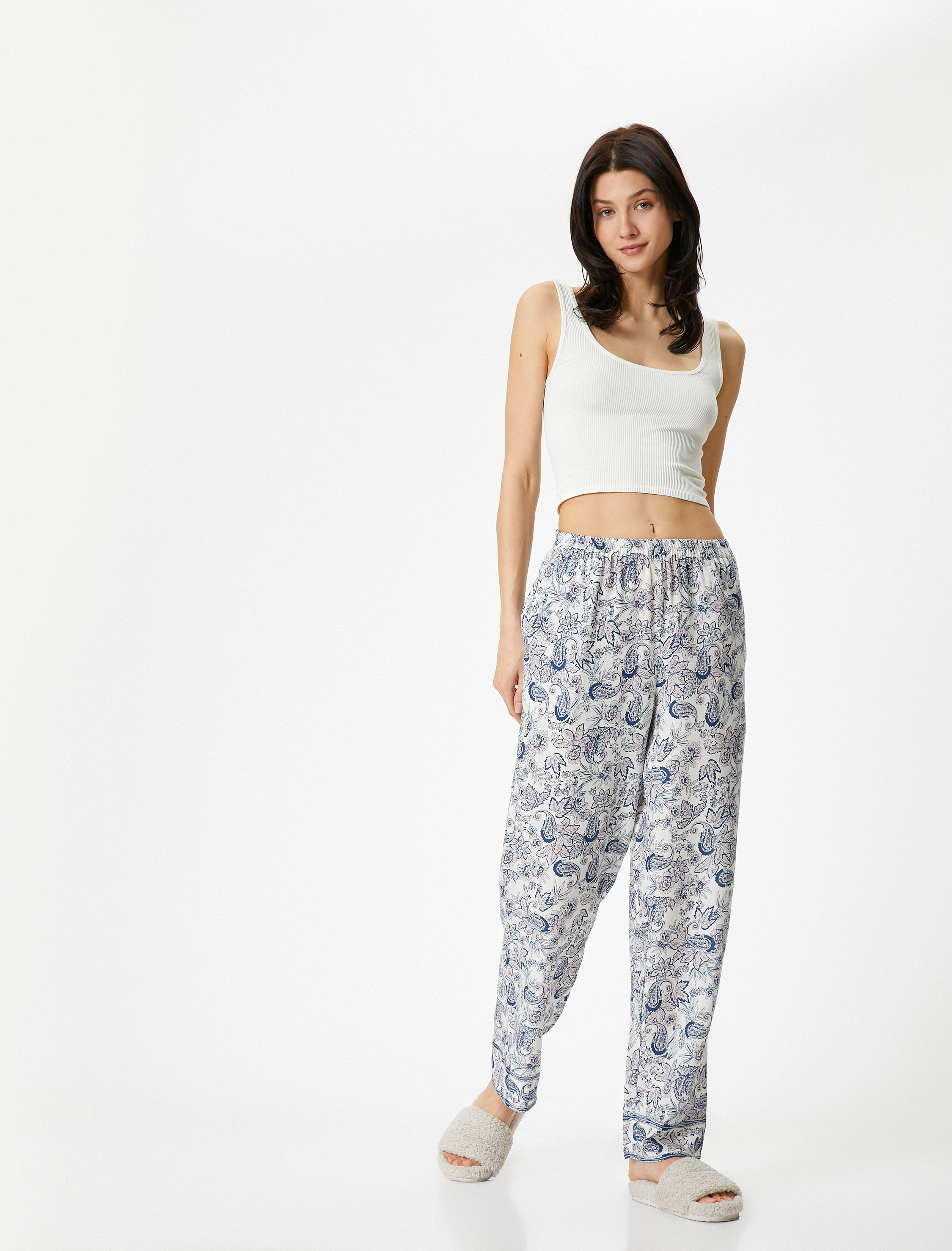 Koton Kadın Çiçekli Pijama Altı Beli Lastikli -1