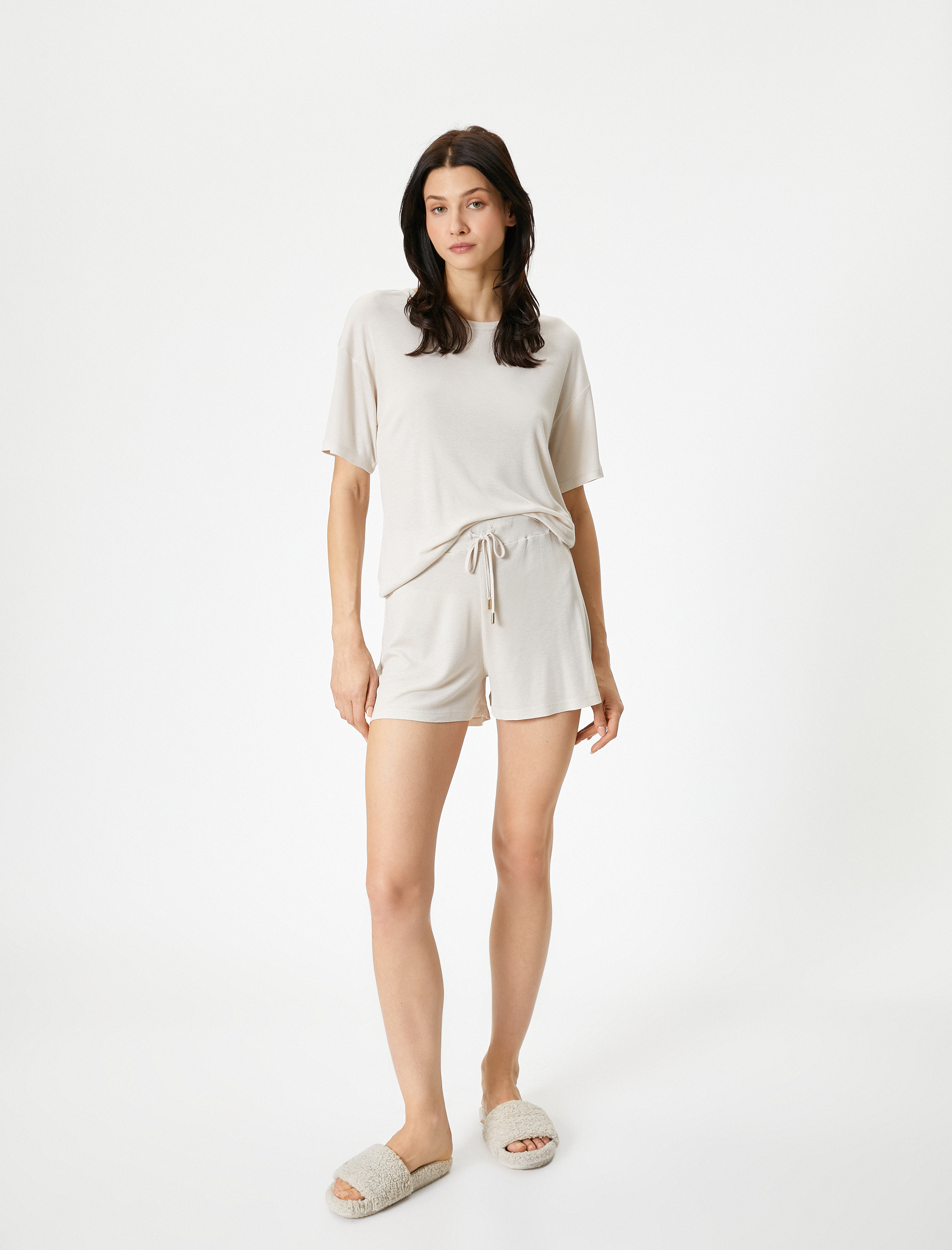   Pijama Üstü Kısa Kollu Bisiklet Yaka