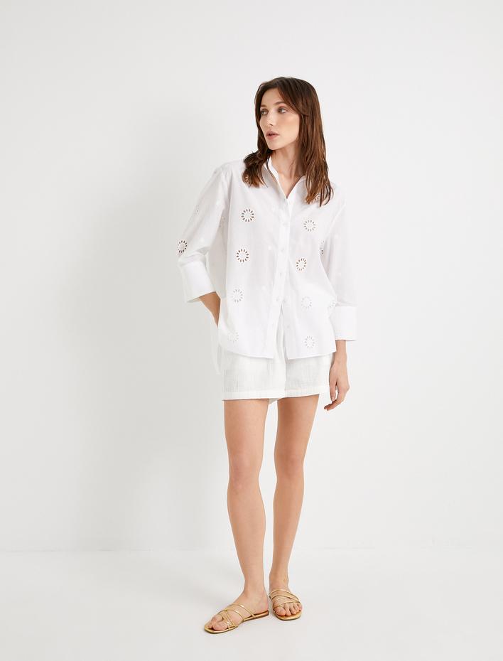  Oversize Fistolu Gömlek Uzun Kollu Pamuklu