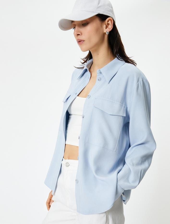  Gömlek Ceket Uzun Kollu Kapaklı Cepli Düğmeli