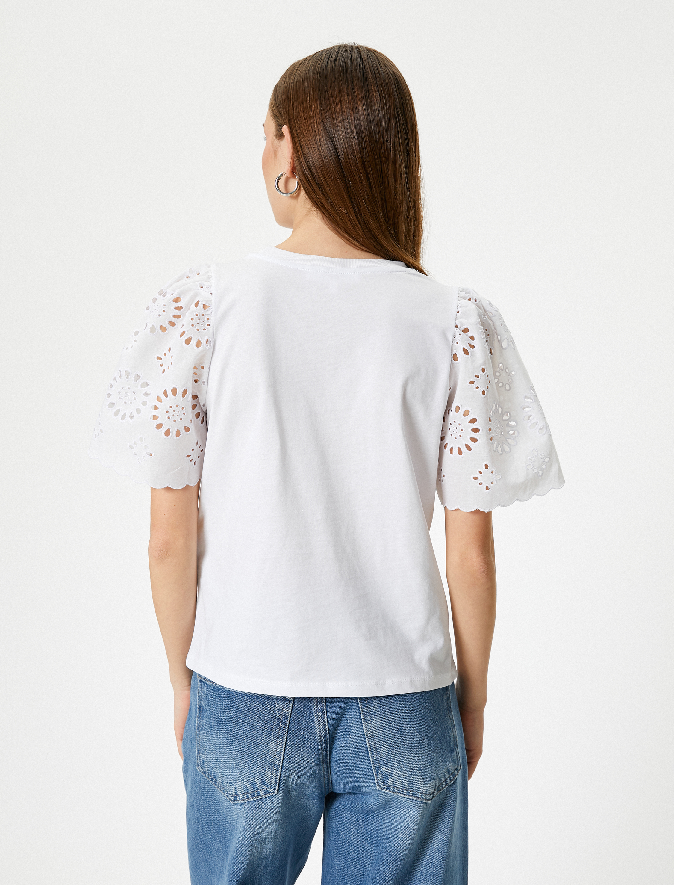 Kolları Fistolu Tişört Kısa Kollu Bisiklet Yaka