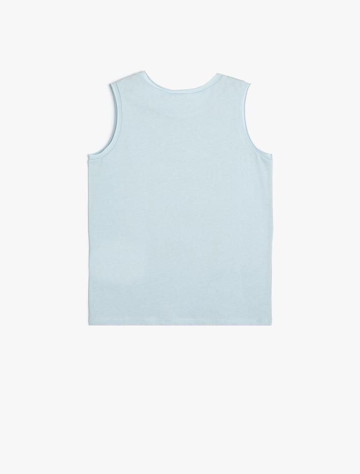 Erkek Çocuk Atlet Köpek Balığı Baskılı Kolsuz Pamuklu