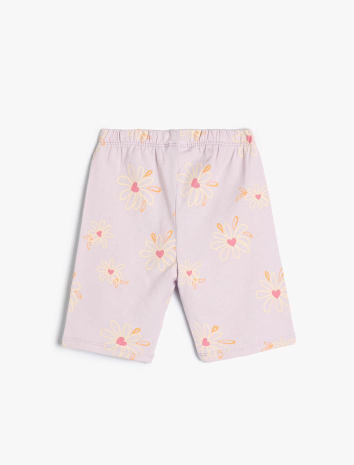 Kız Bebek Kısa Tayt Çiçek Desenli Beli Lastikli