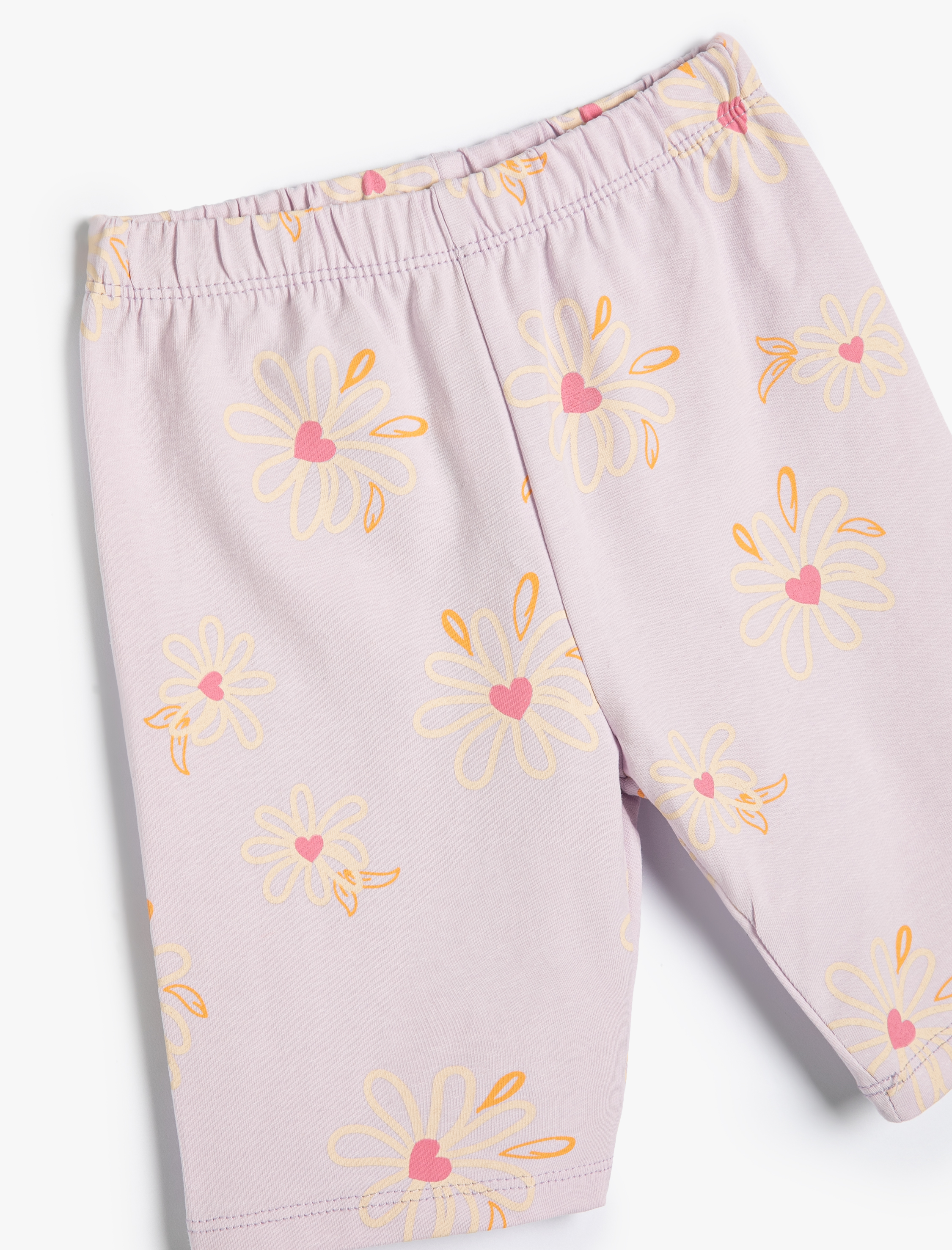  Kız Bebek Kısa Tayt Çiçek Desenli Beli Lastikli