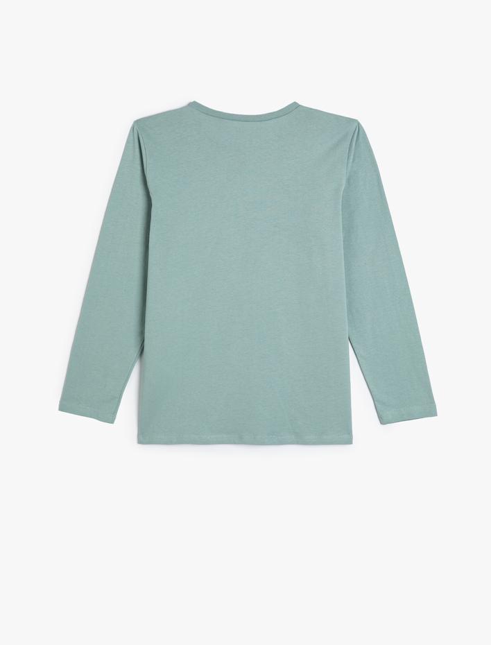 Erkek Çocuk Tişört Uzay Temalı Uzun Kollu Bisiklet Yaka