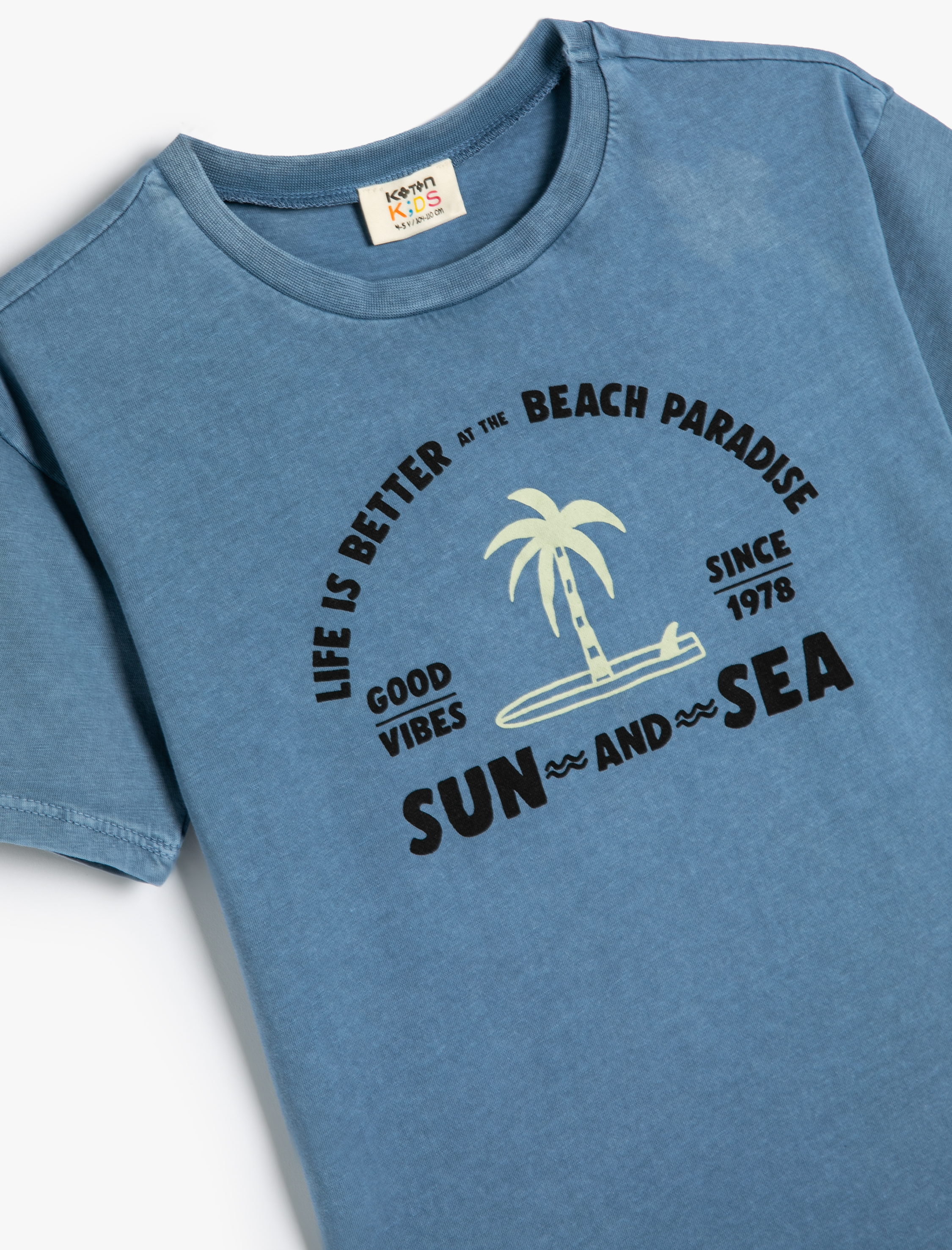  Erkek Çocuk Tişört Slogan Baskılı Yaz Temalı Kısa Kollu Pamuklu