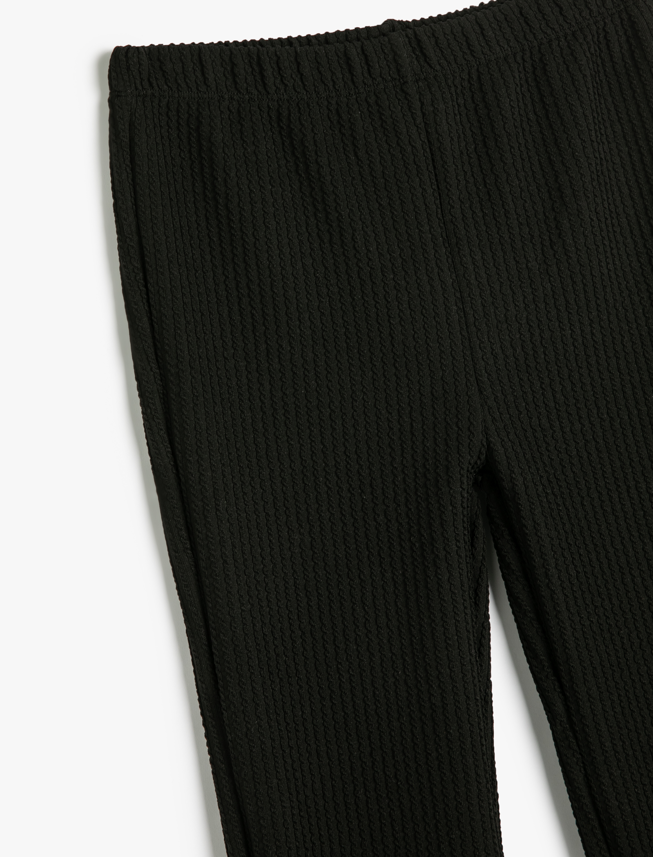  Kız Çocuk İspanyol Paça Tayt Pantolon Beli Lastikli Dokulu