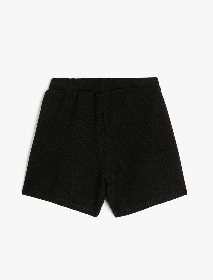 Kız Çocuk Basic Şort Etek Kruvaze Beli Lastikli Dokulu