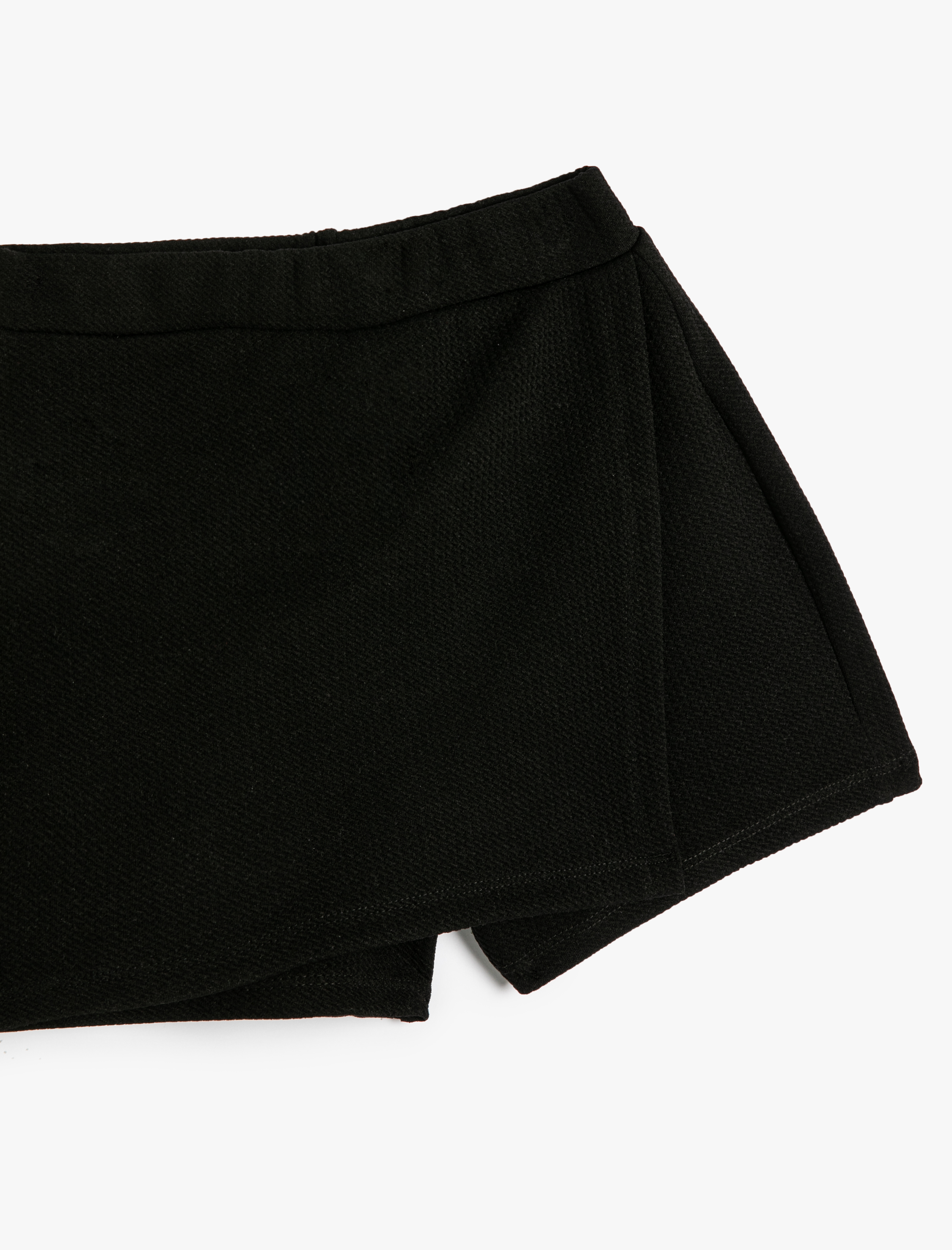  Kız Çocuk Basic Şort Etek Kruvaze Beli Lastikli Dokulu