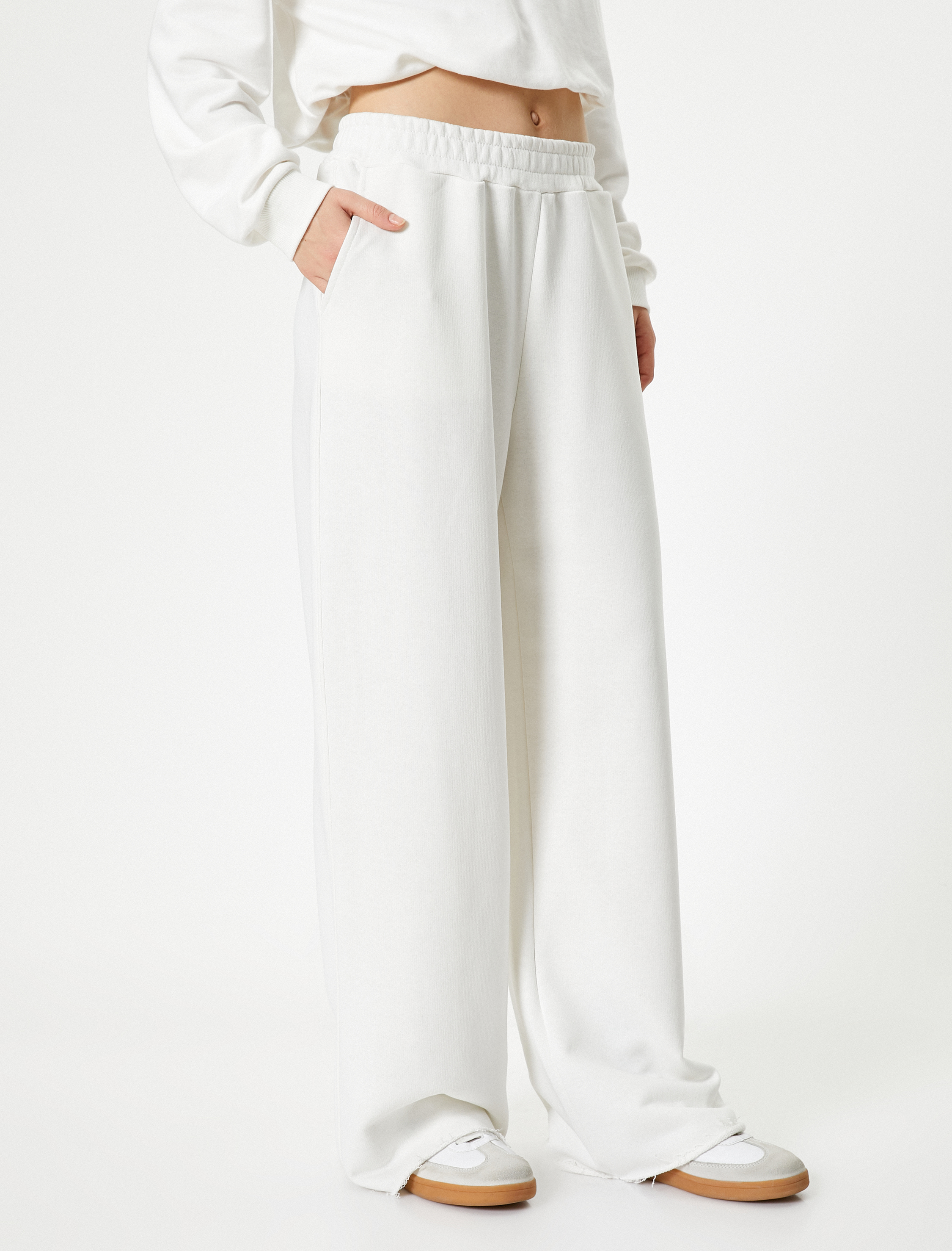   Geniş Paça Eşofman Altı Cepli Beli Lastikli