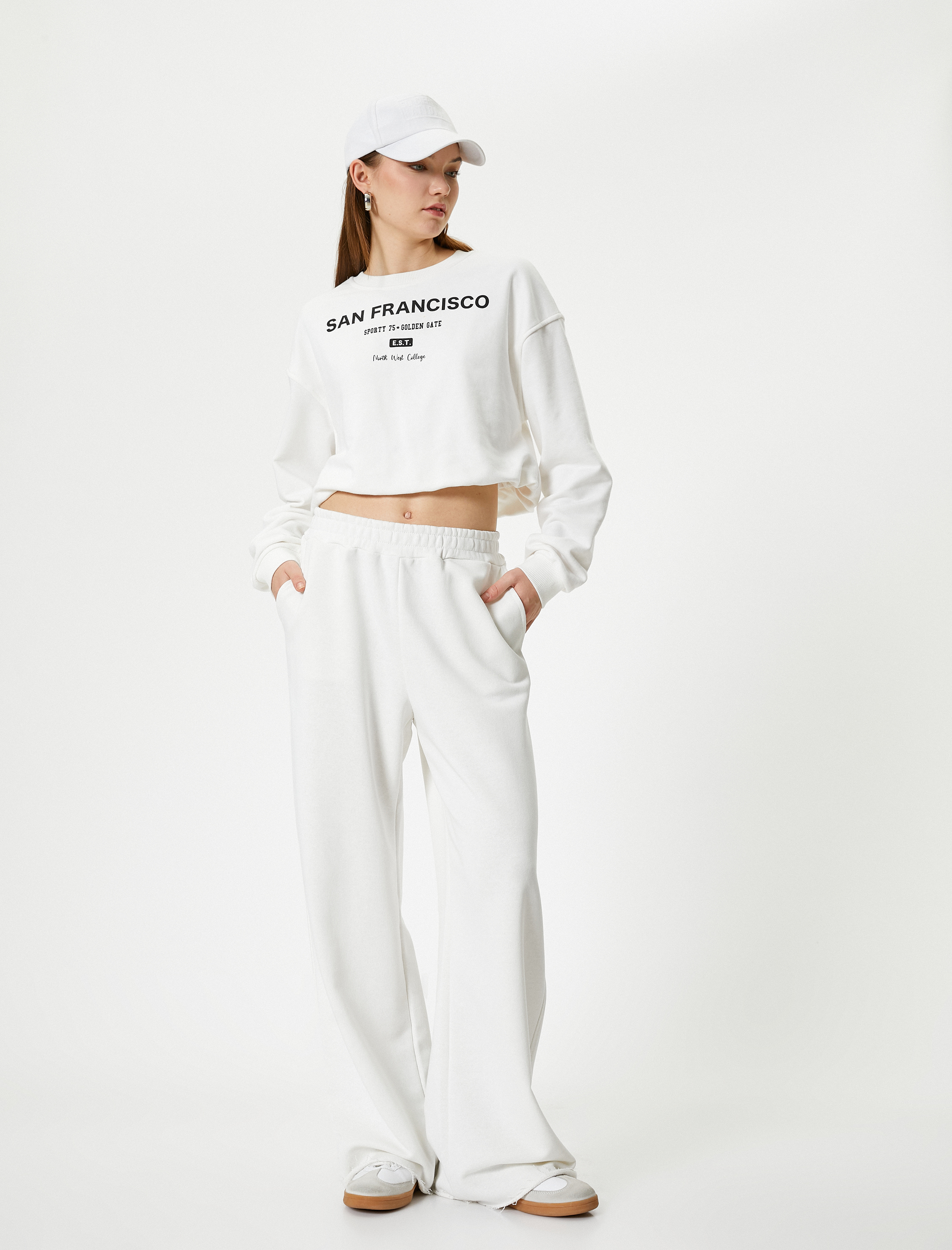   Geniş Paça Eşofman Altı Cepli Beli Lastikli