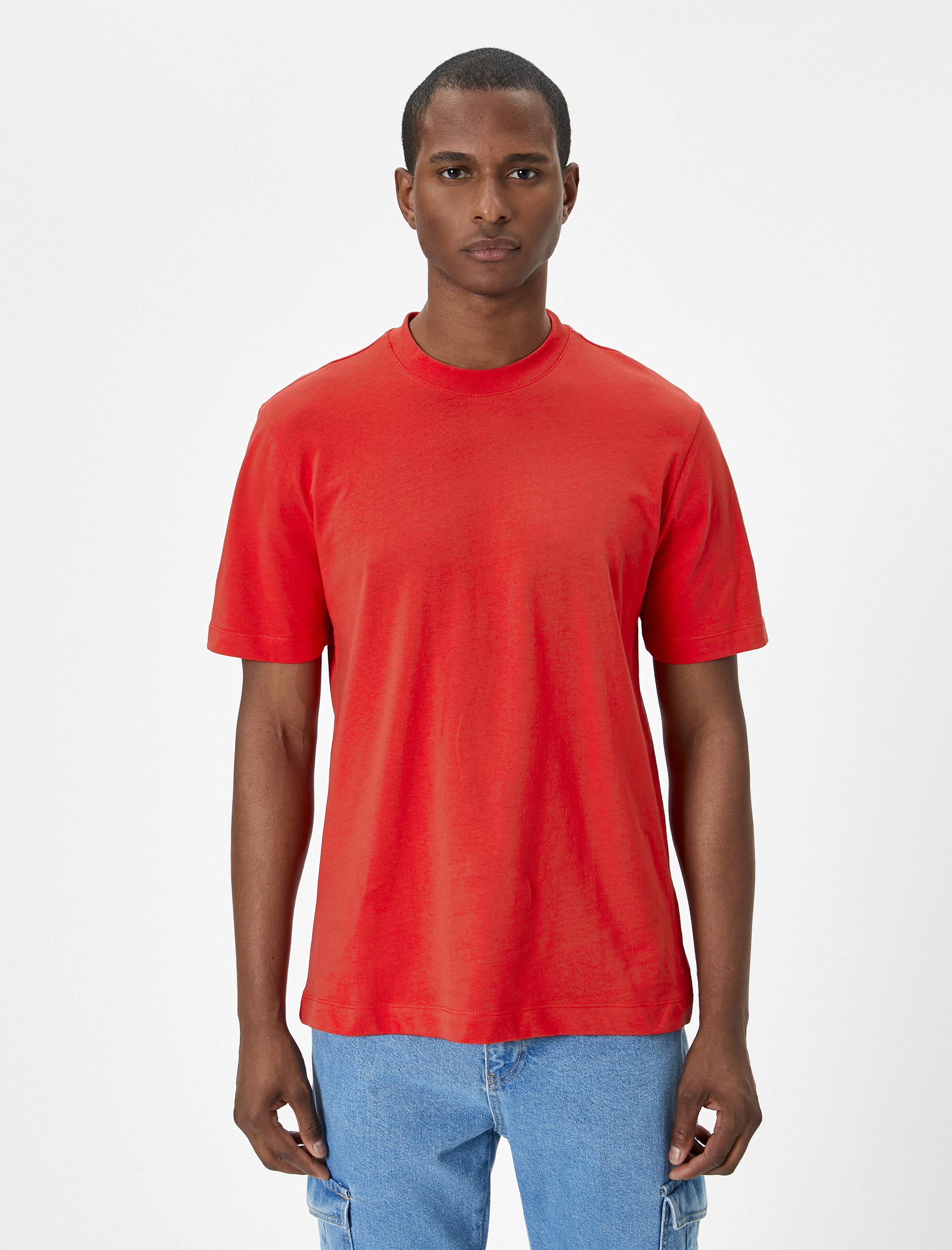   Basic Tişört Bisiklet Yaka Kısa Kollu Pamuklu