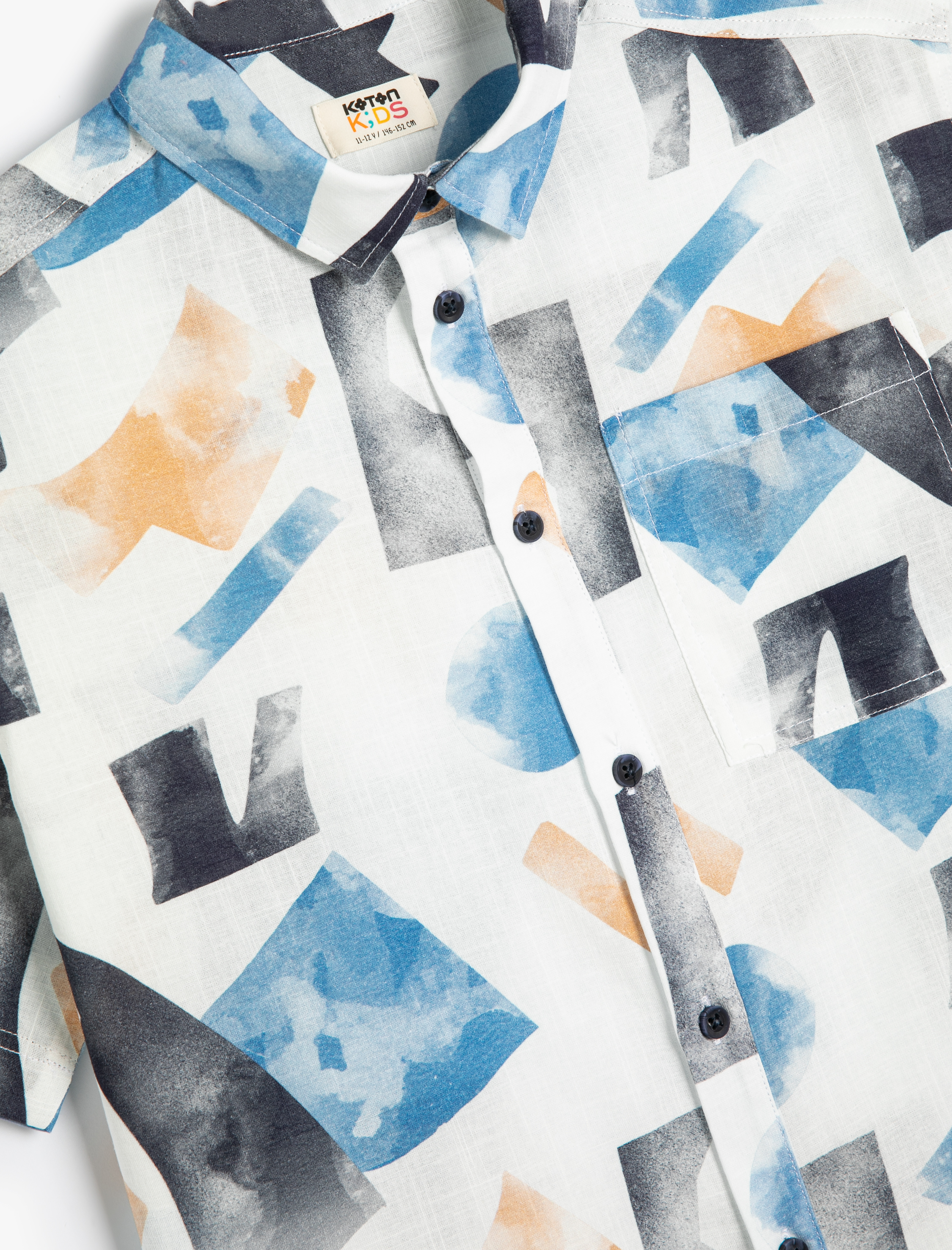  Erkek Çocuk Gömlek Kısa Kollu Baskılı Cep Detaylı