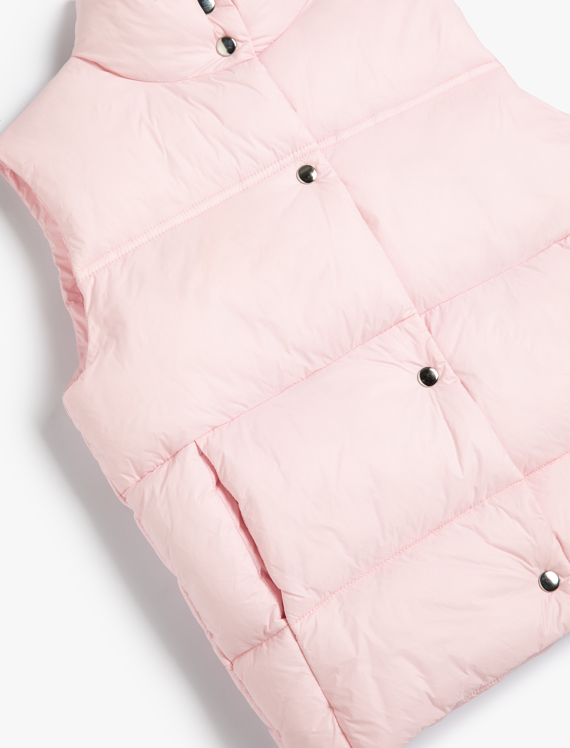  Kız Çocuk Şişme Yelek Dik Yaka Cep Detaylı Çıtçıt Kapamalı