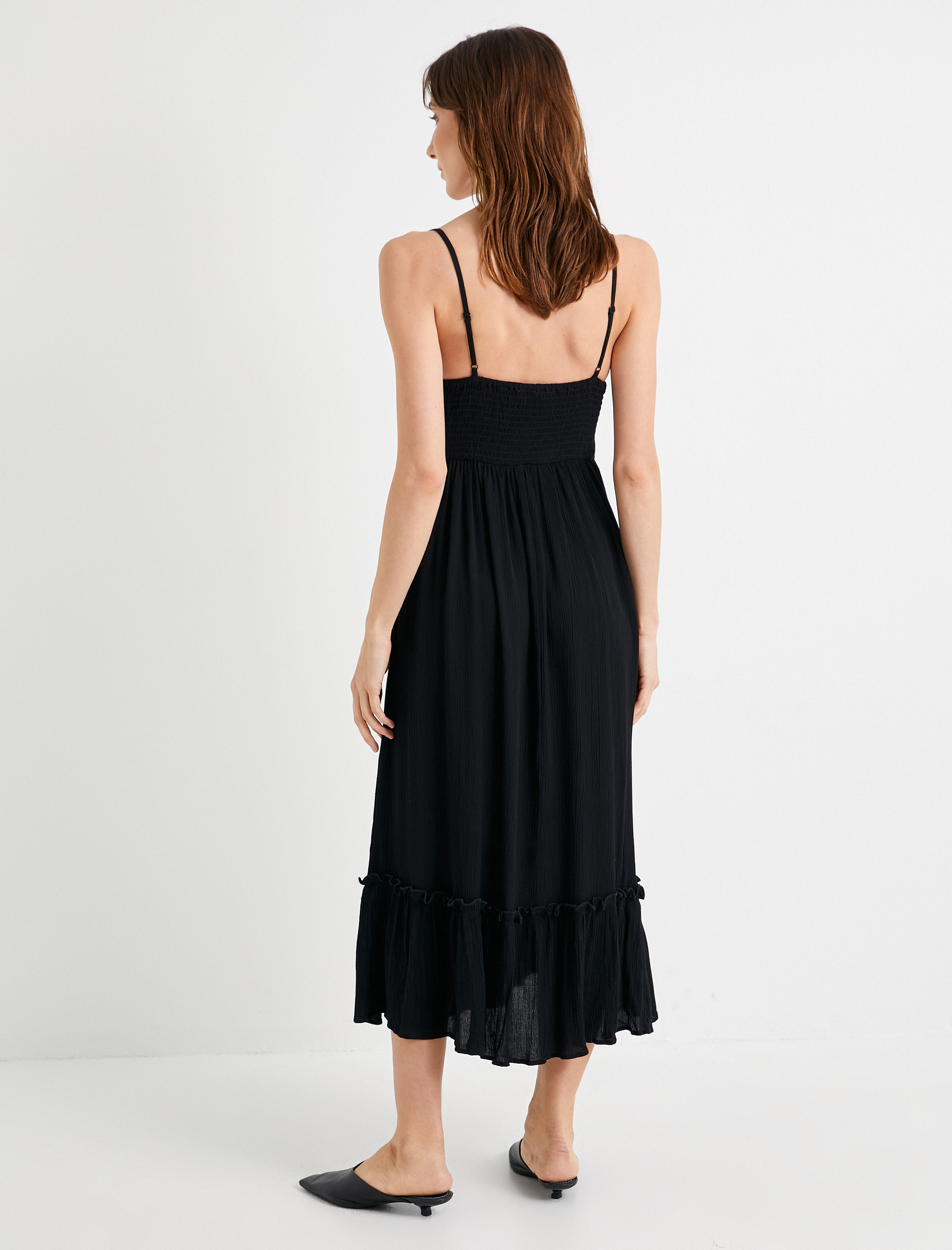   Kroşe Viskon Elbise Askılı Midi Boy