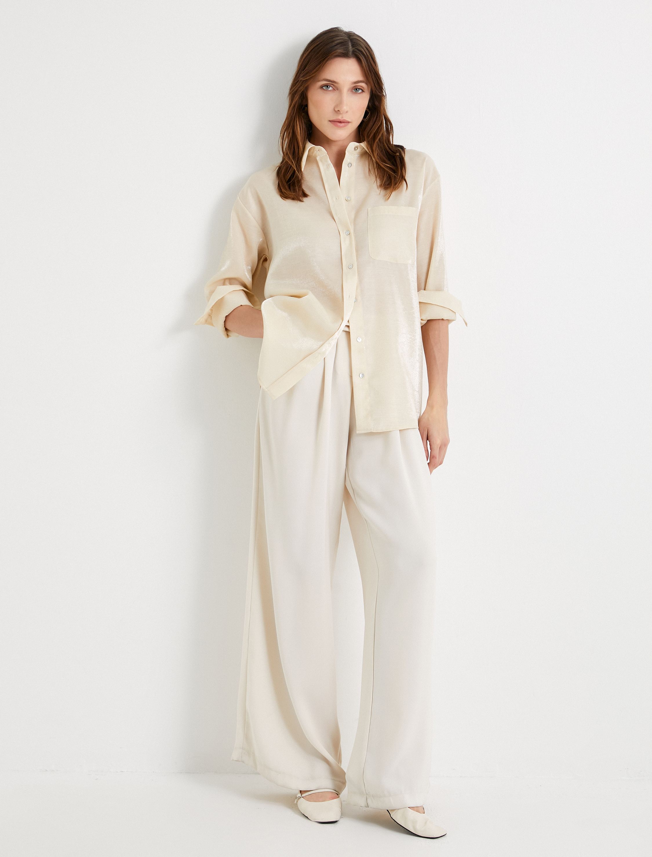   Gömlek Cep Detaylı Uzun Kollu