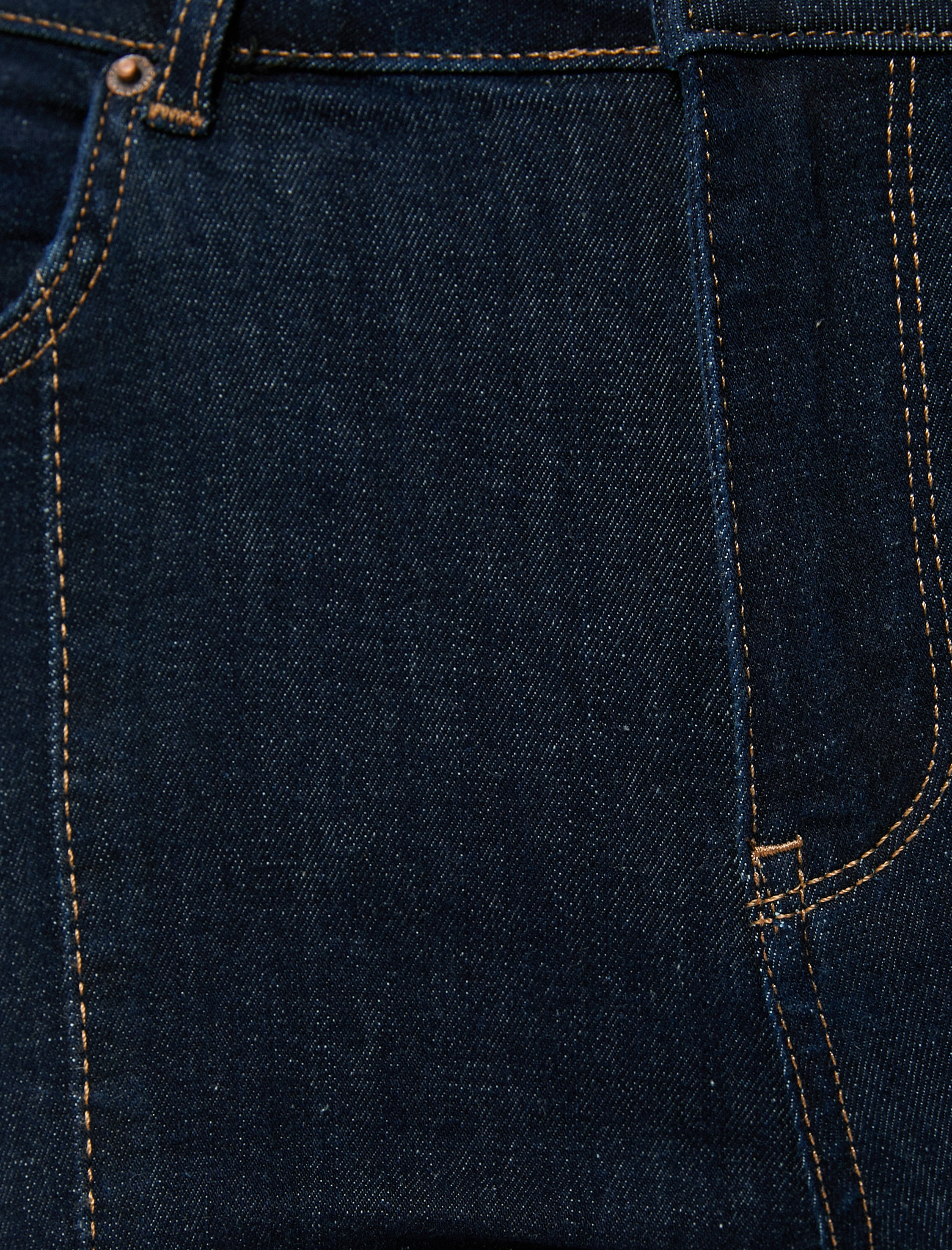   Kısa İspanyol Paça Kot Pantolon Nervürlü Standart Bel - Flare Crop Jean