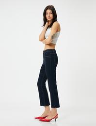 Kısa İspanyol Paça Kot Pantolon Nervürlü Standart Bel - Victoria Crop Flare Jean