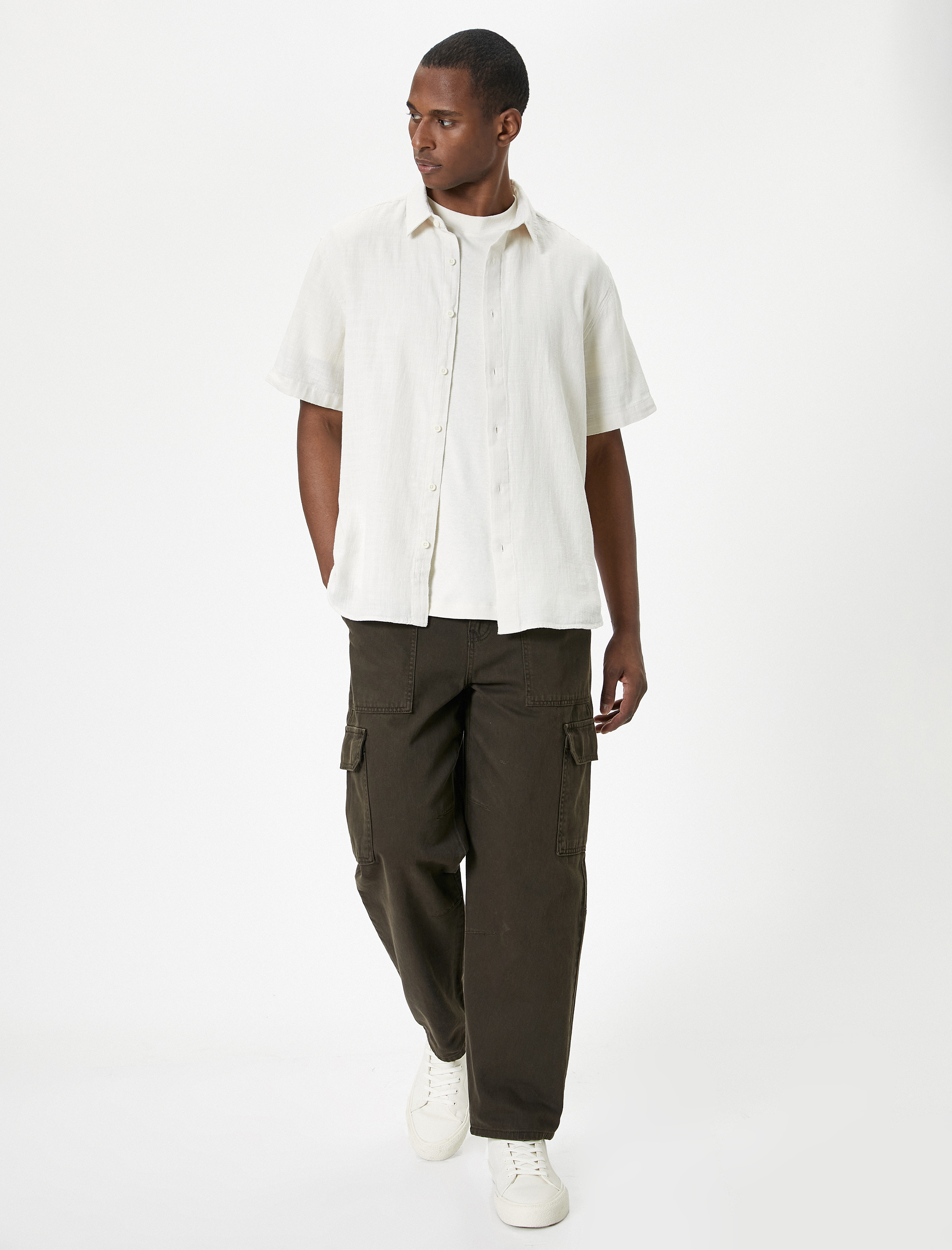   Yazlık Gömlek Kısa Kollu Klasik Yaka Düğmeli Pamuklu Regular Fit