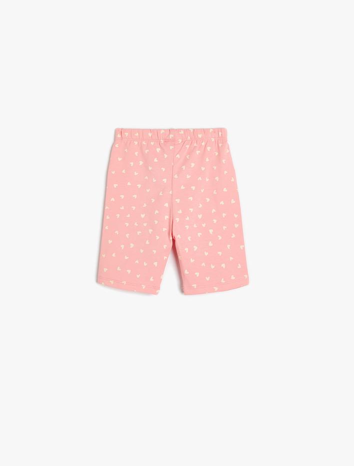 Kız Bebek Kısa Tayt Kalp Desenli Beli Lastikli