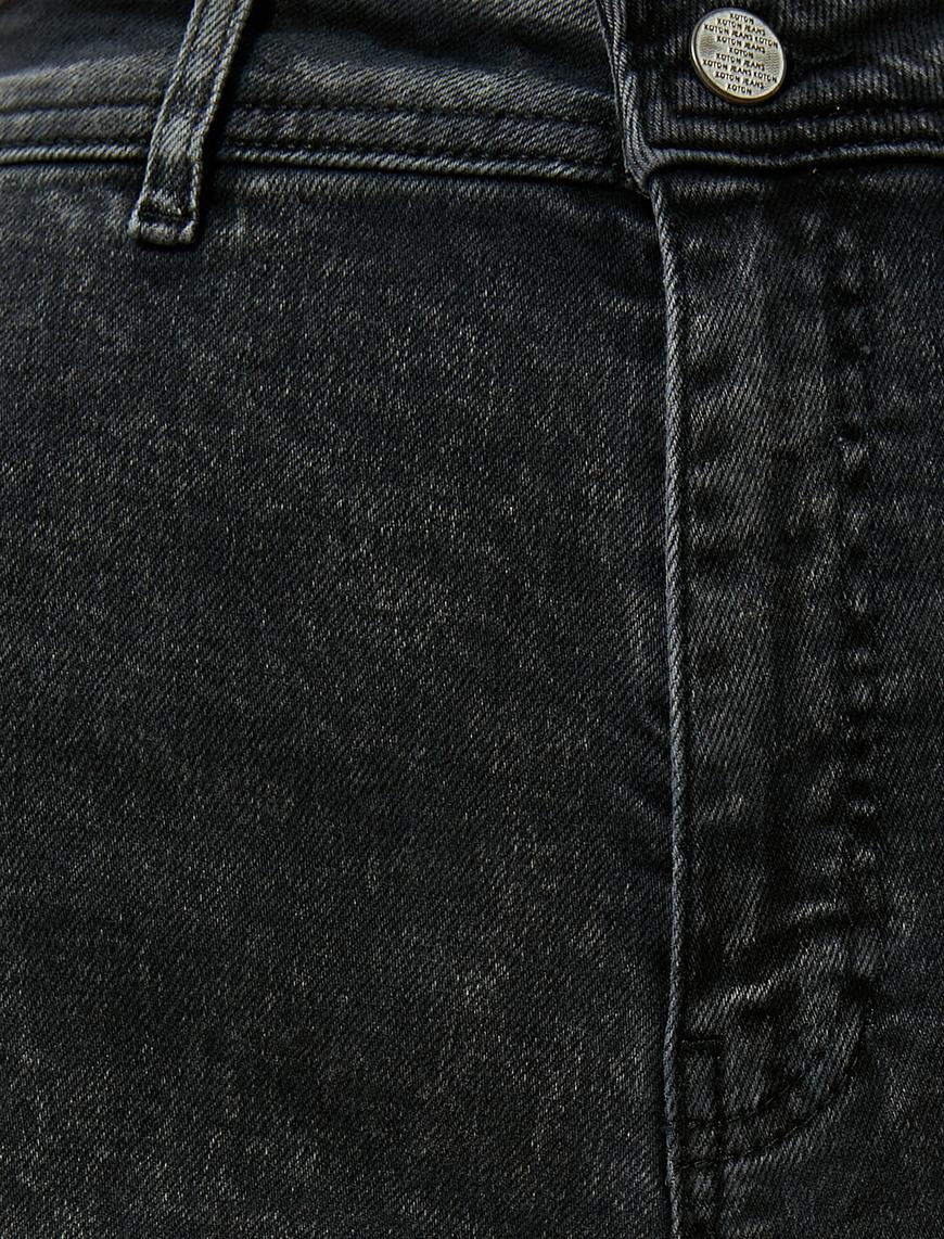   Kısa Geniş Paça Kot Pantolon Cepli - Sandra Culotte Jeans