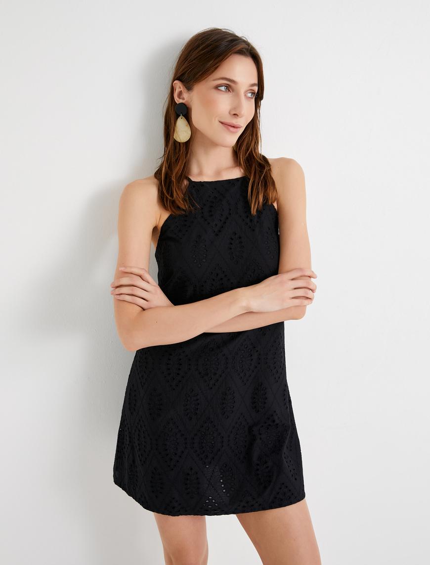   Fisto Elbise Halter Yaka Mini Slim Fit