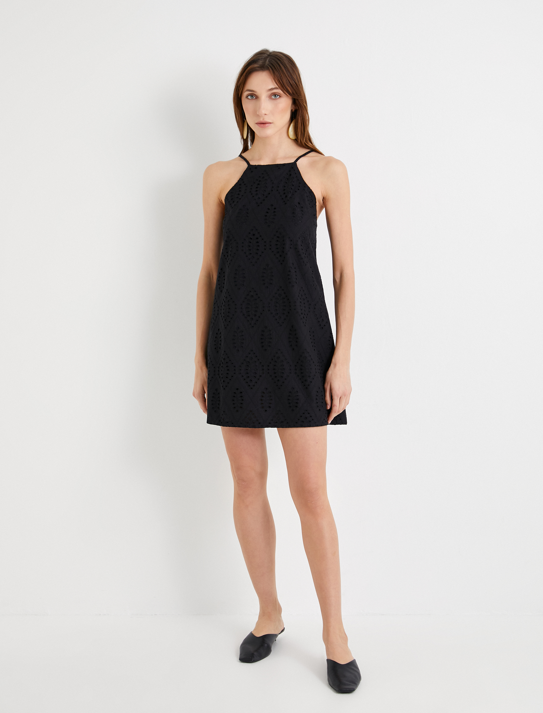   Fisto Elbise Halter Yaka Mini Slim Fit