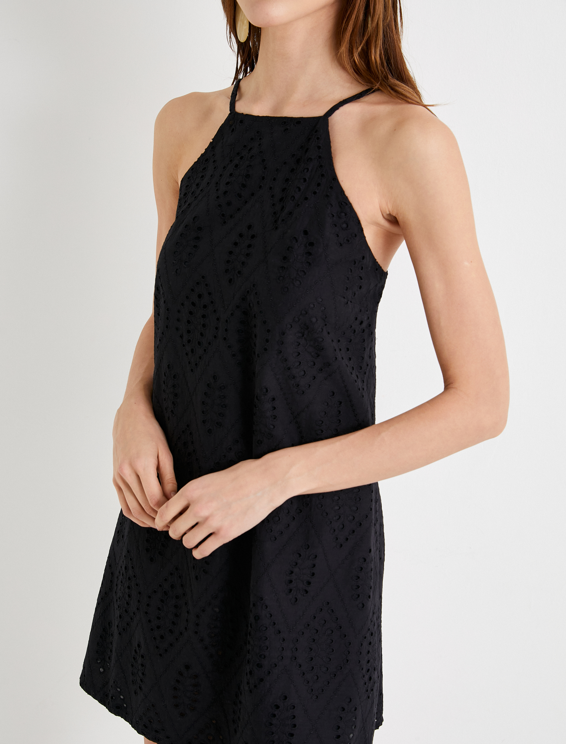   Fisto Elbise Halter Yaka Mini Slim Fit