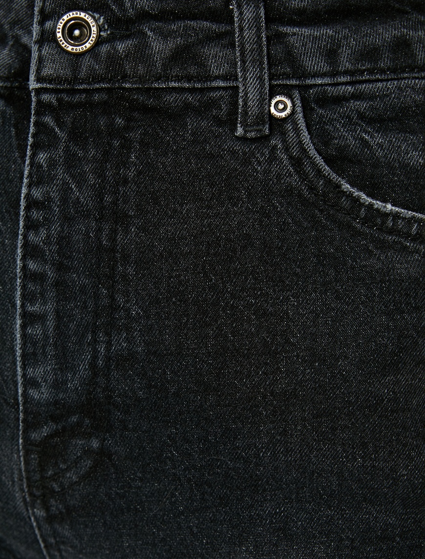   Yüksek Bel Kot Pantolon Rahat Kesim Hafif Dar Paça - Mom Slim Jeans