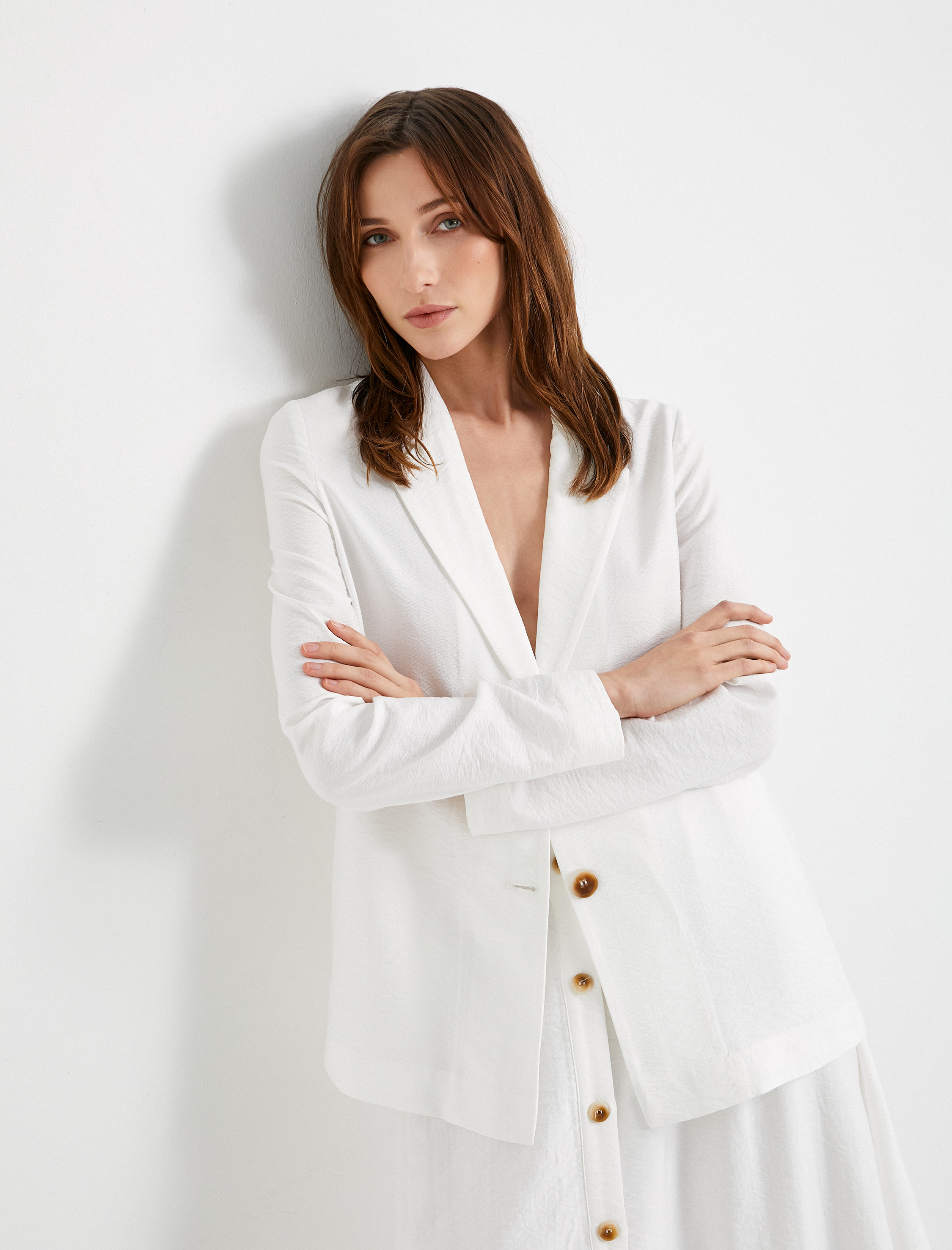   Blazer Ceket Kruvaze Düğmeli Viskon