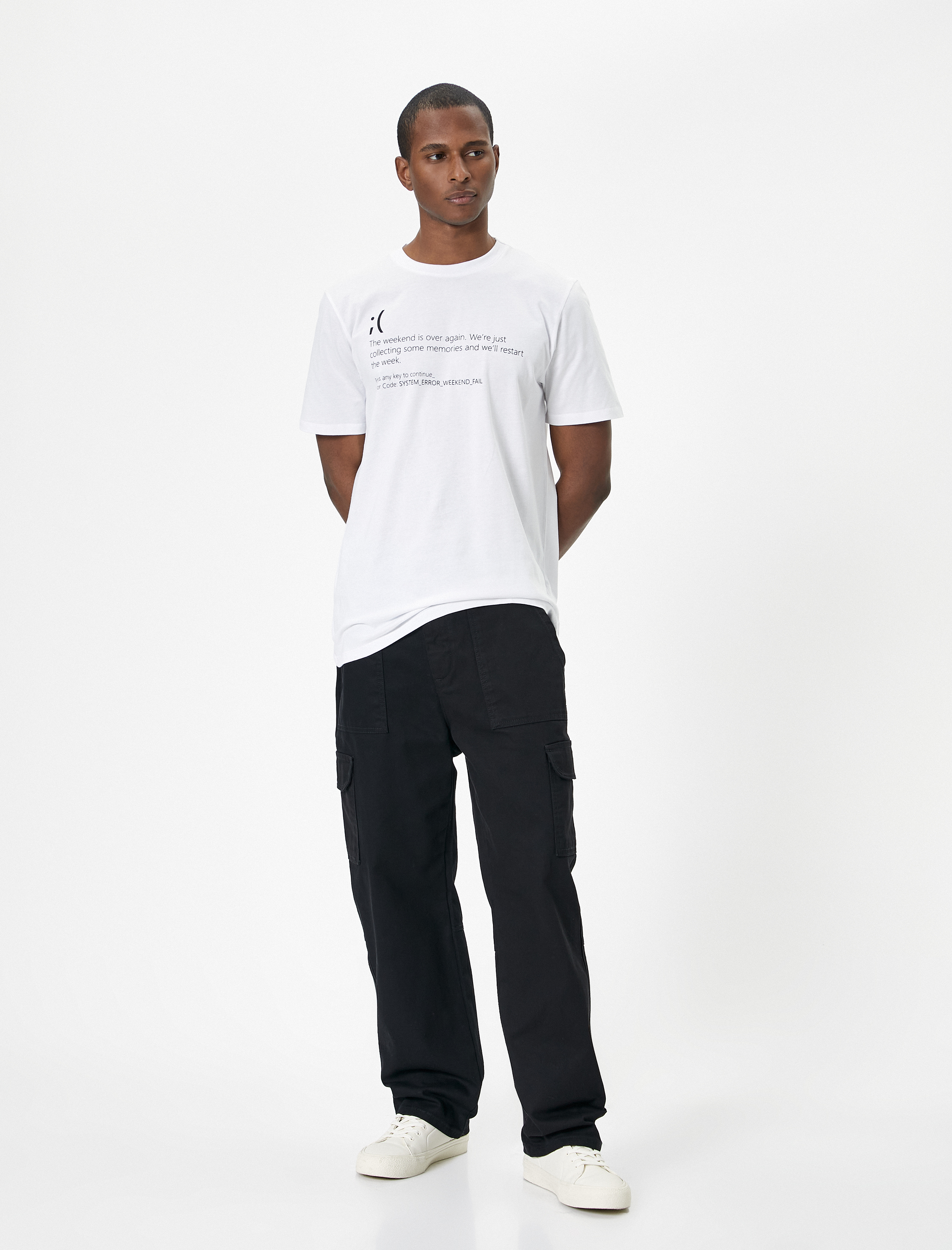   Slogan Baskılı Tişört Bisiklet Yaka Kısa Kollu Pamuklu