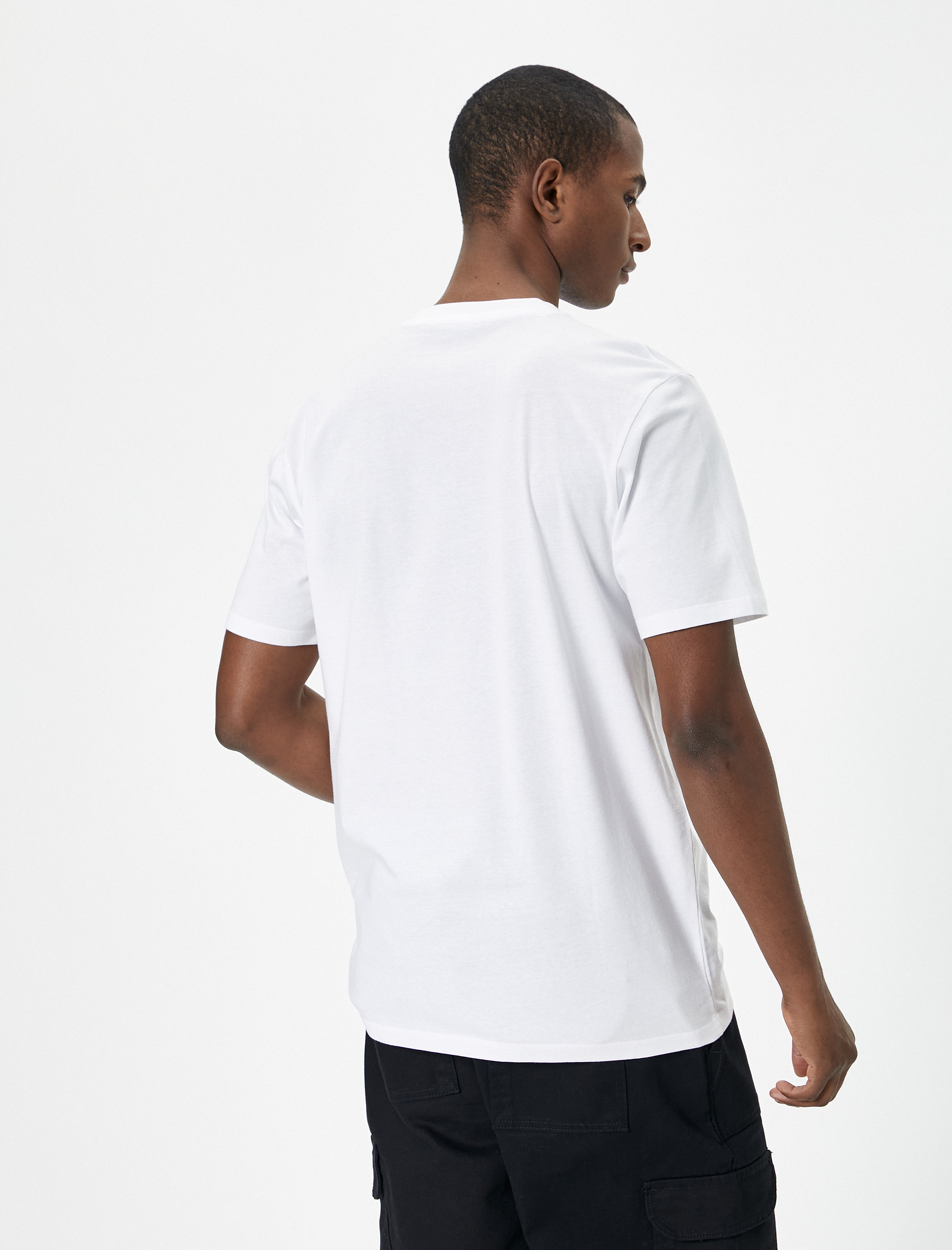   Slogan Baskılı Tişört Bisiklet Yaka Kısa Kollu Pamuklu