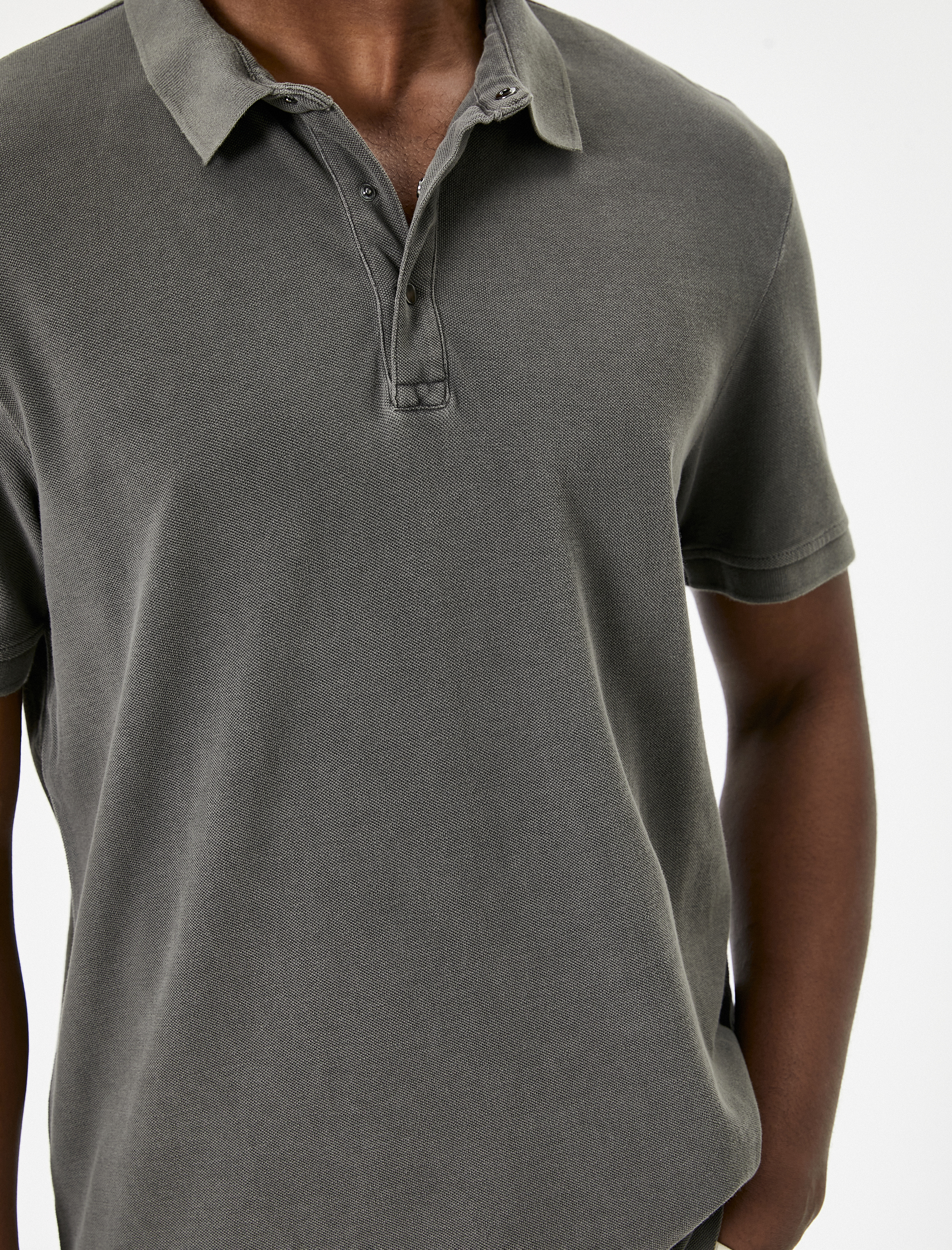   Polo Yaka Tişört Düğmeli Kısa Kollu Pamuklu