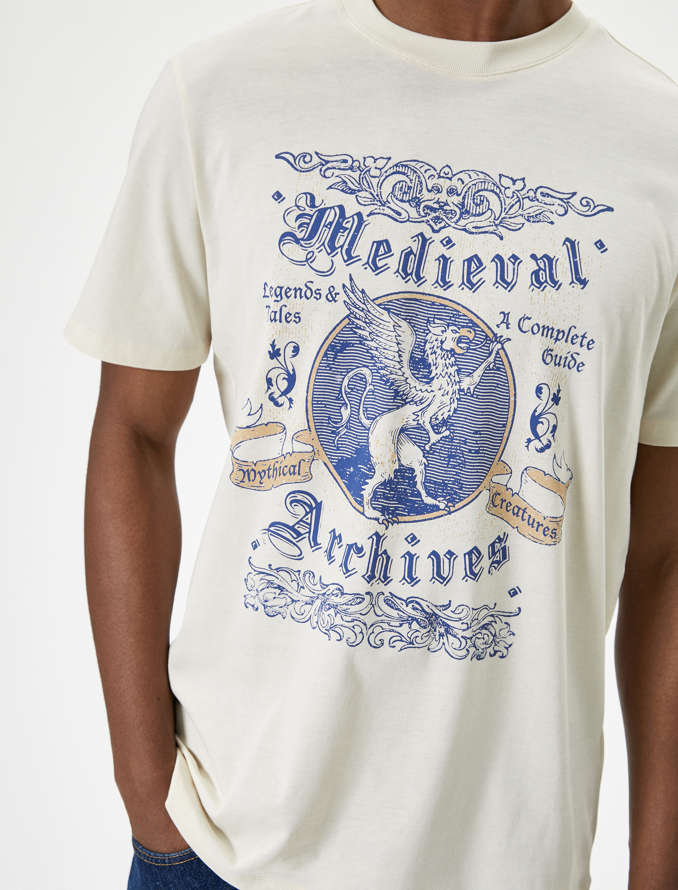   Slogan Baskılı Tişört Bisiklet Yaka Kısa Kollu