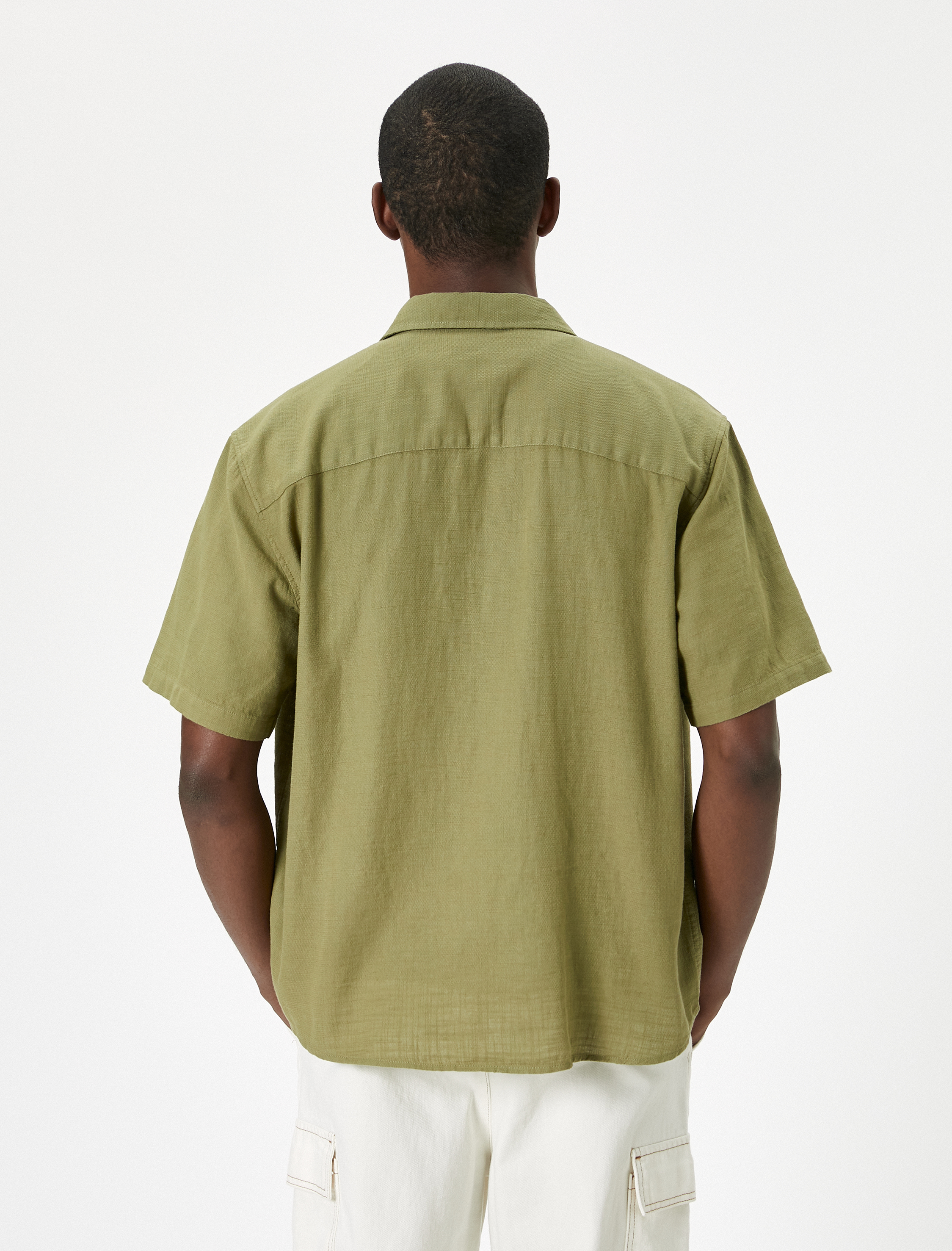   Yazlık Gömlek Kısa Kollu Klasik Yaka Düğmeli Pamuklu Regular Fit