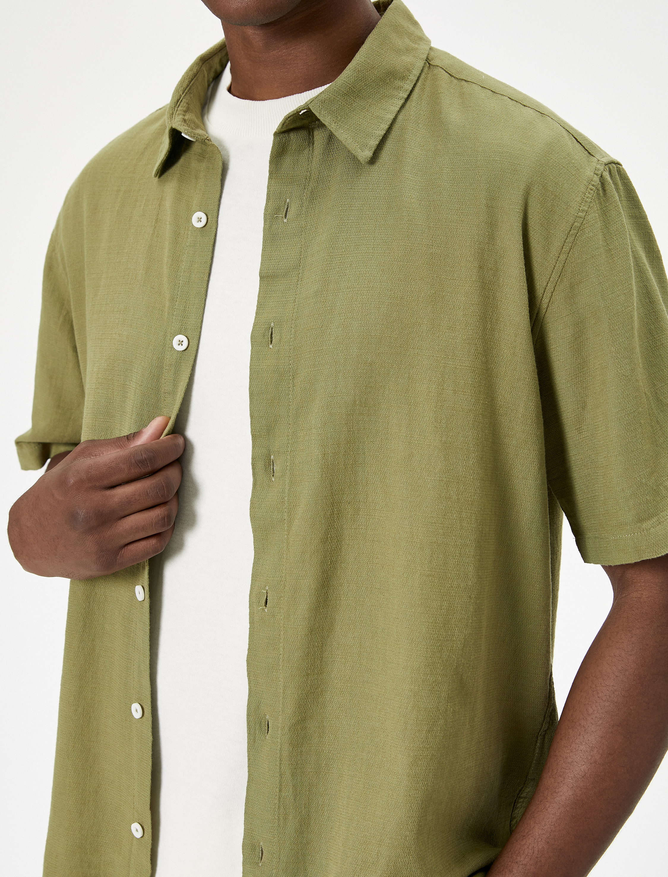   Yazlık Gömlek Kısa Kollu Klasik Yaka Düğmeli Pamuklu Regular Fit