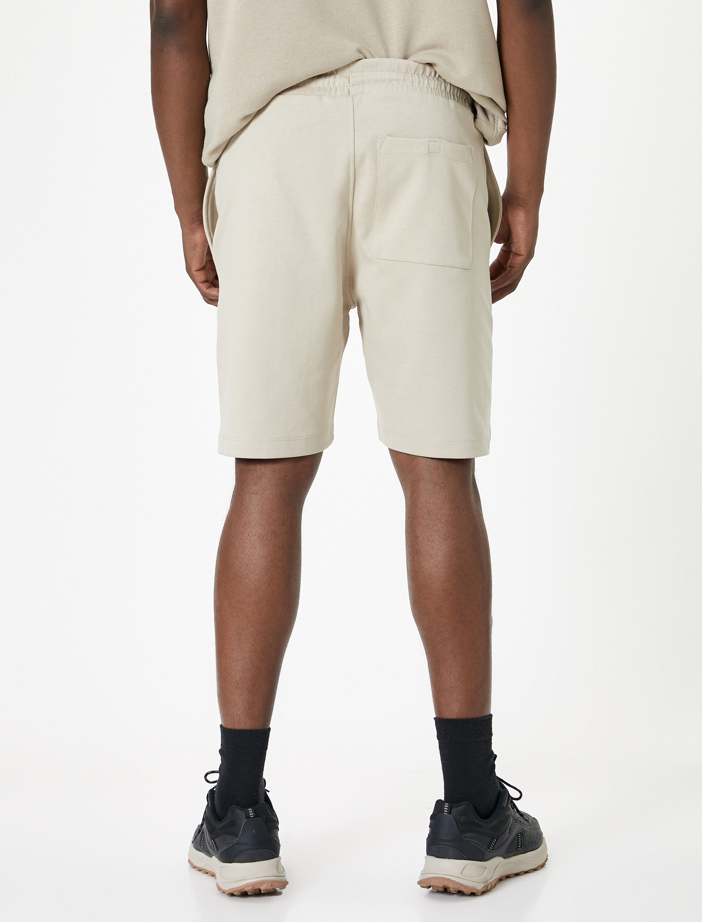   Bermuda Şort Beli Bağcıklı Nervürlü Cepli