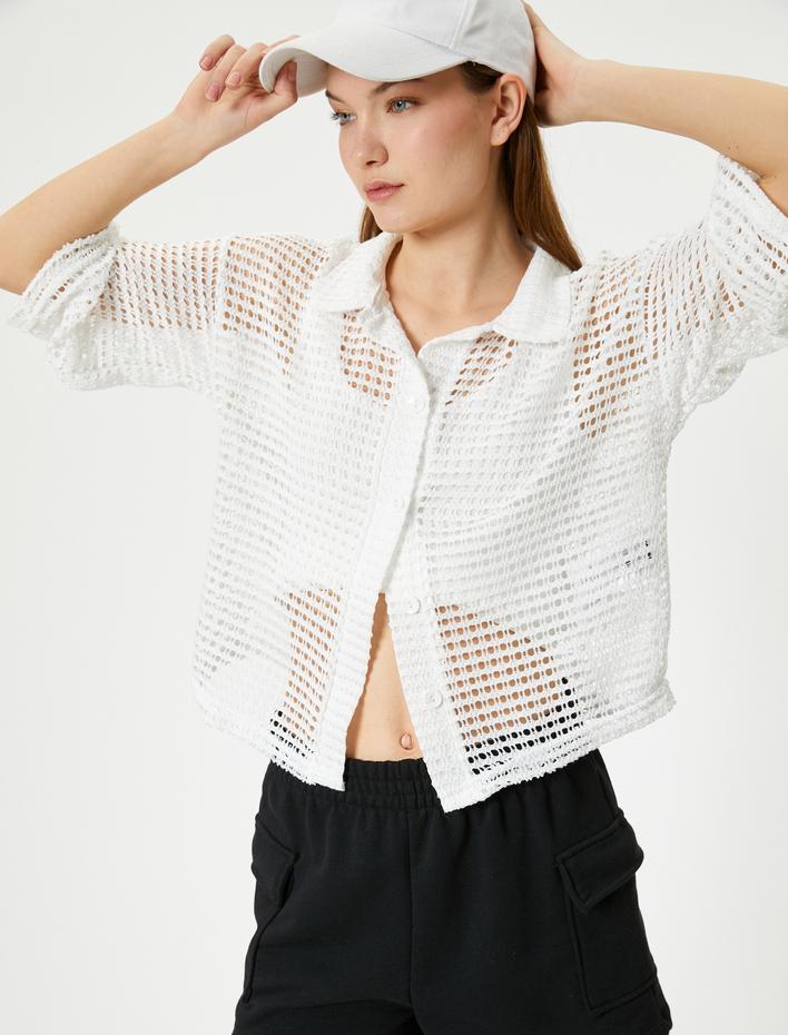  File Gömlek Rahat Kalıp Kısa Kollu