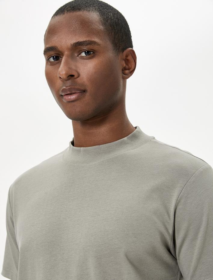  Basic Tişört Bisiklet Yaka Kısa Kollu Dar Kesim Pamuklu