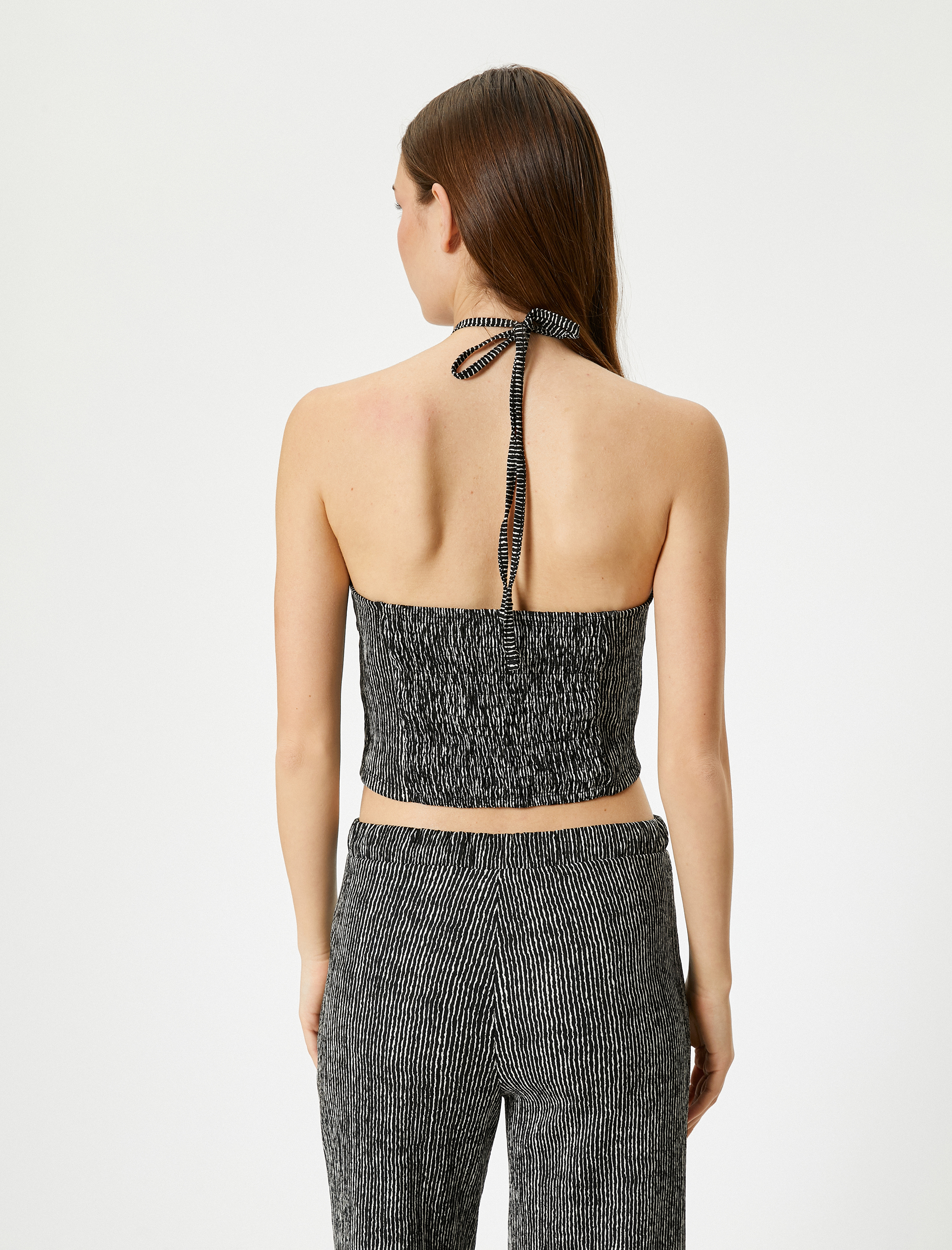   Boyundan Bağlamalı Crop Atlet Slim Fit Bürümcük