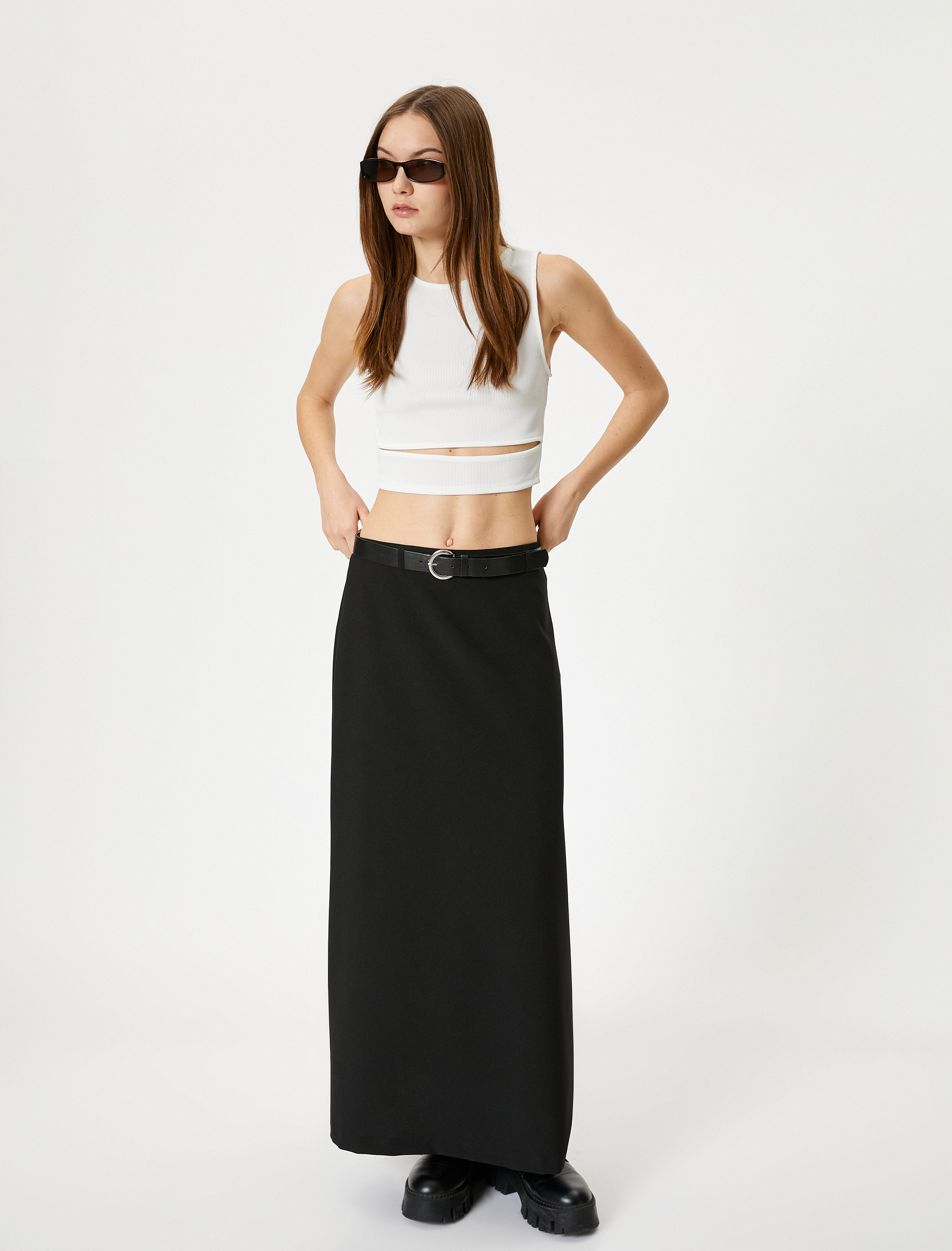   Pencere Detaylı Kısa Atlet Slim Fit Bisiklet Yaka