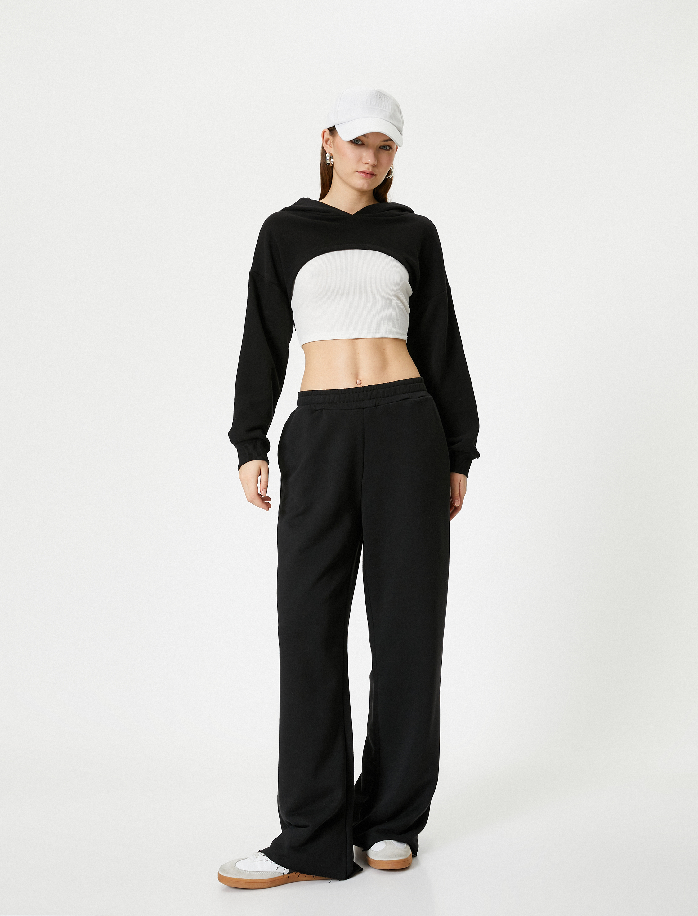   Geniş Paça Eşofman Altı Cepli Beli Lastikli